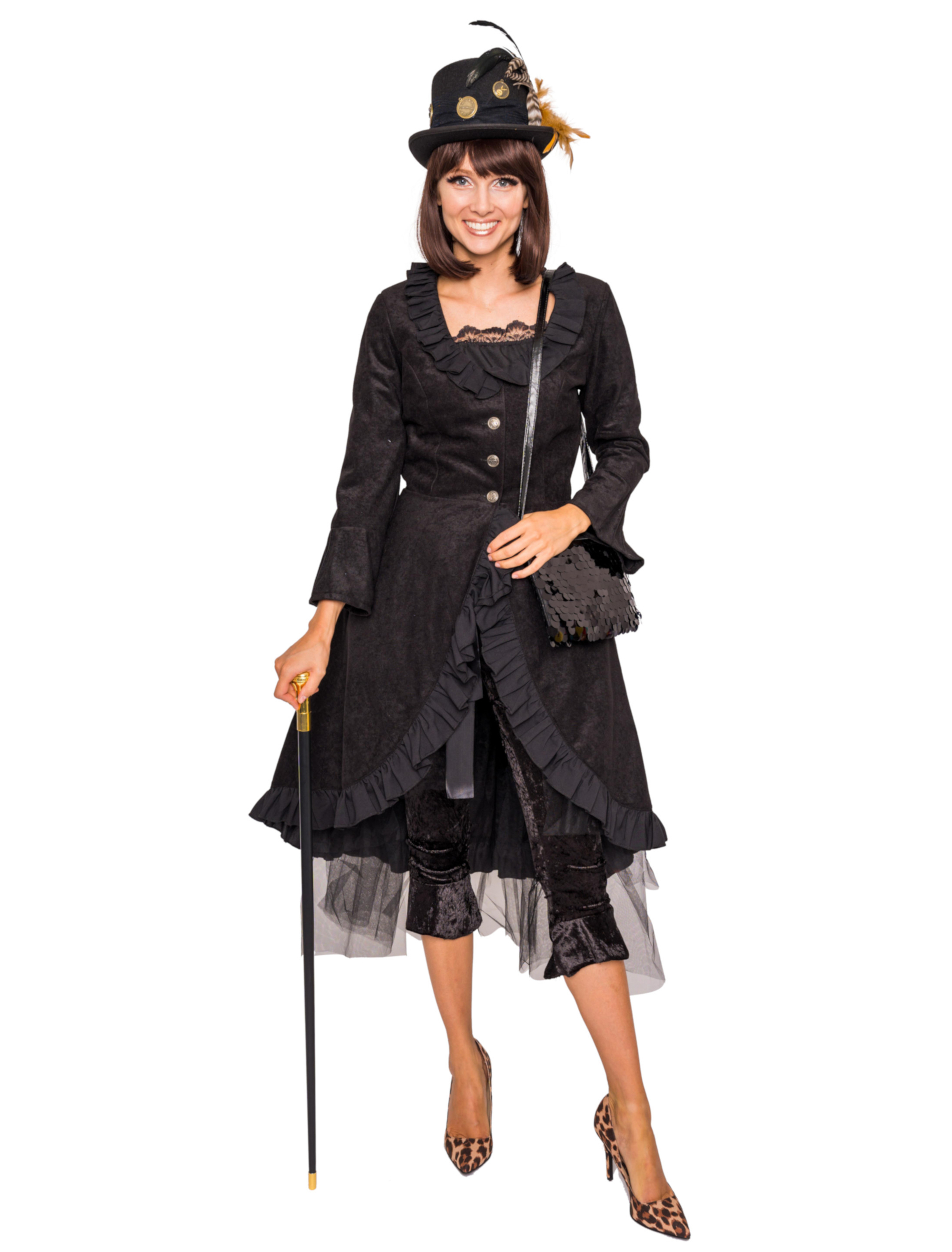 Mantel Burlesque Damen schwarz XL