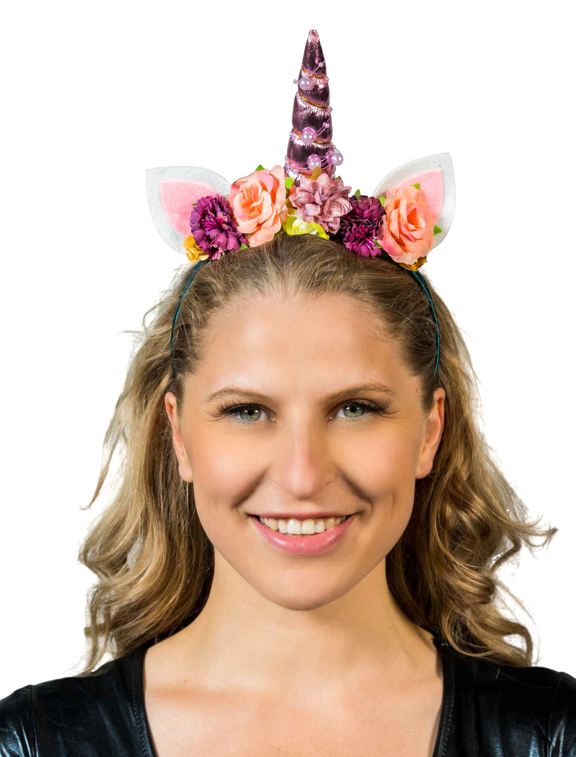 Kostümzubehör Haarreif Einhorn pink/grün
