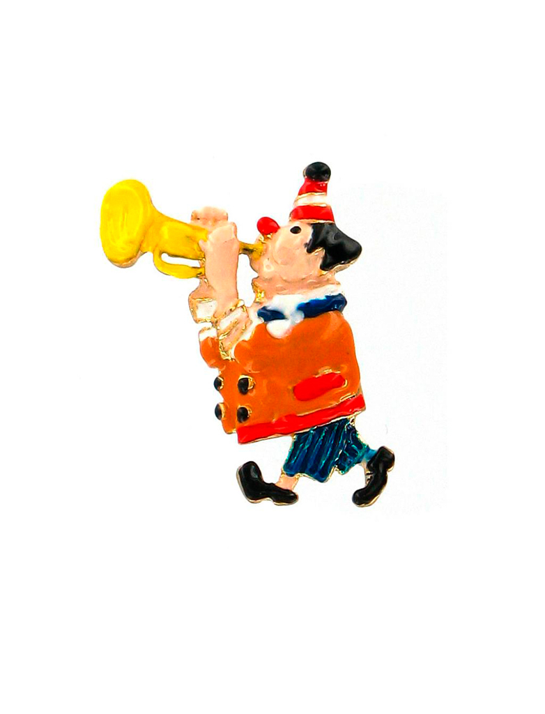 Kostümzubehör Pin Clown Bepo mit Trompete Farbe: rot