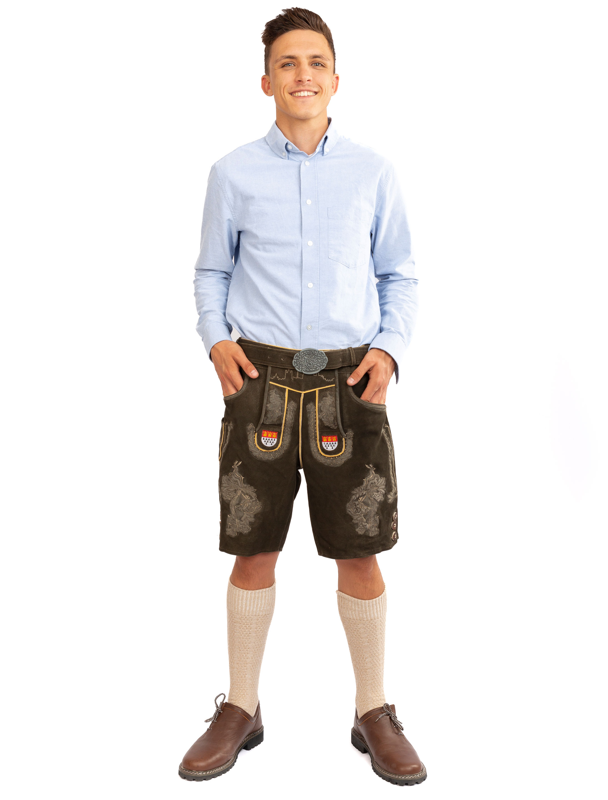 Lederhose Cologne kurz Herren braun L