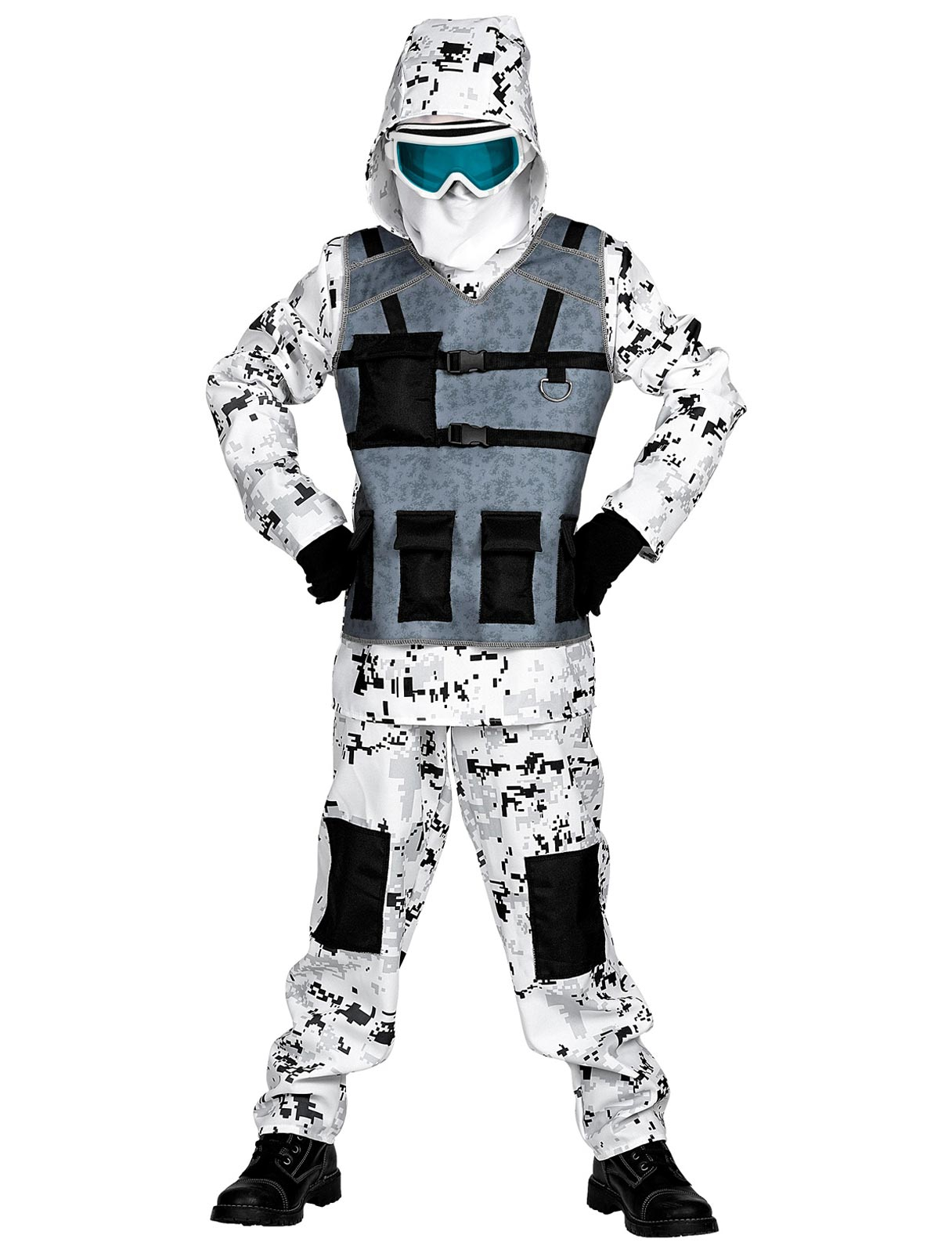 Kostüm Arctic Special Forces 3-tlg. Kinder weiß/schwarz 140