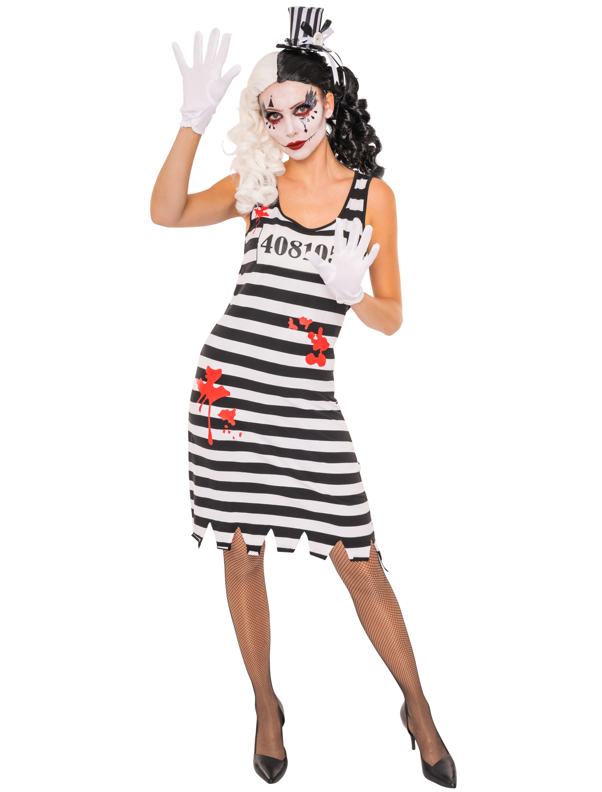 Kleid Gefangene mit Blut Damen schwarz/weiß S/M