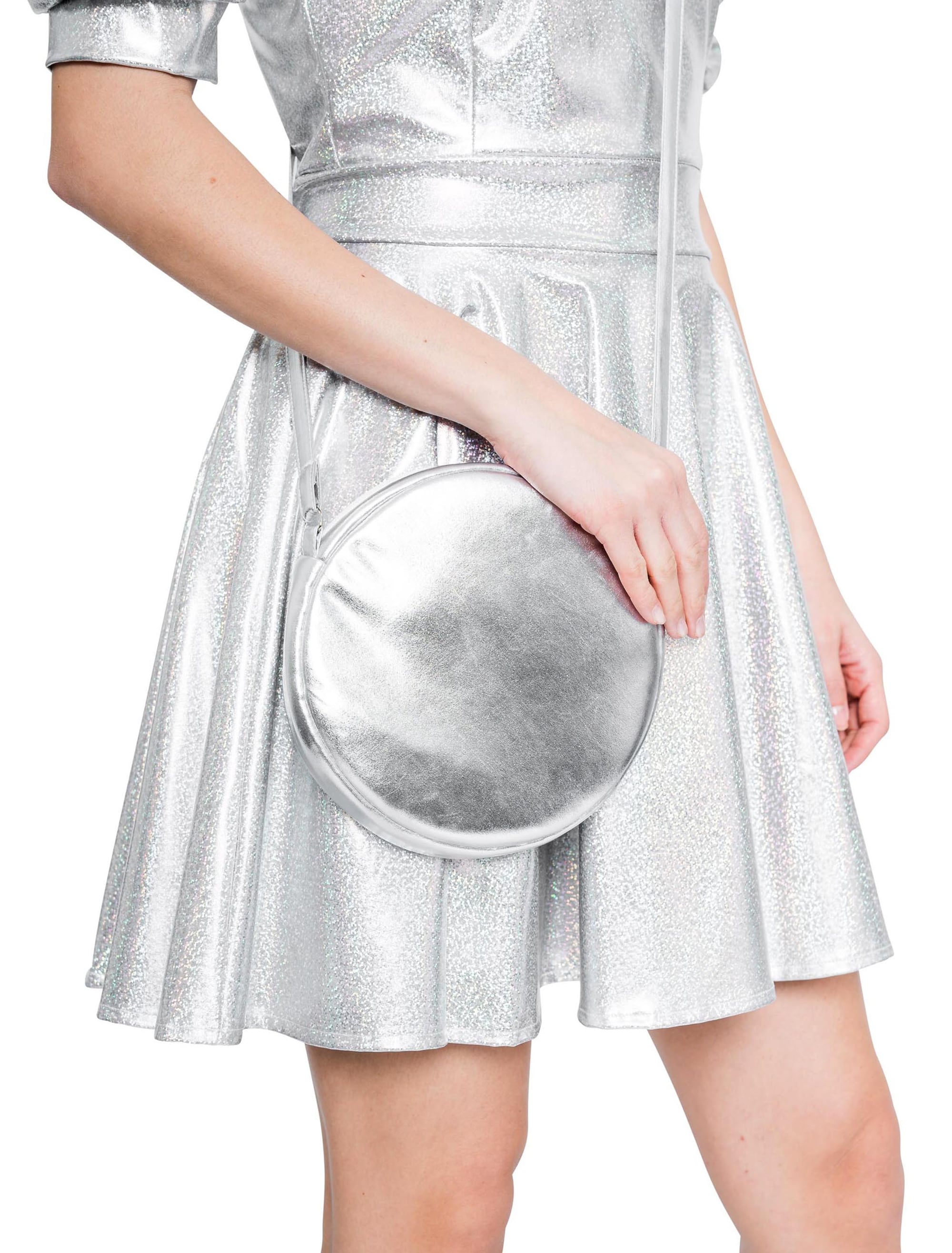 Kostümzubehör Tasche rund silber