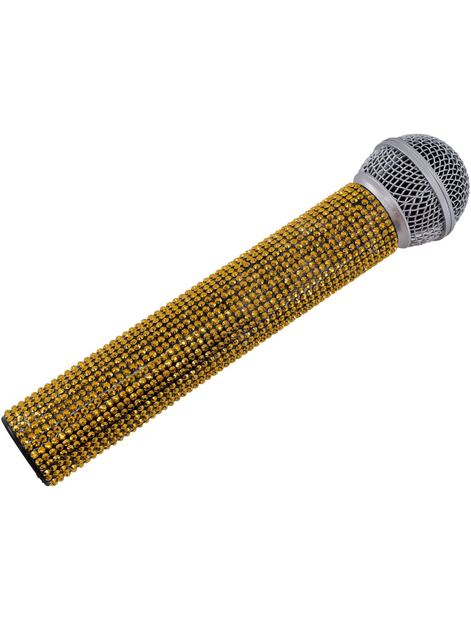 Kostümzubehör Mikrofon Strass gold