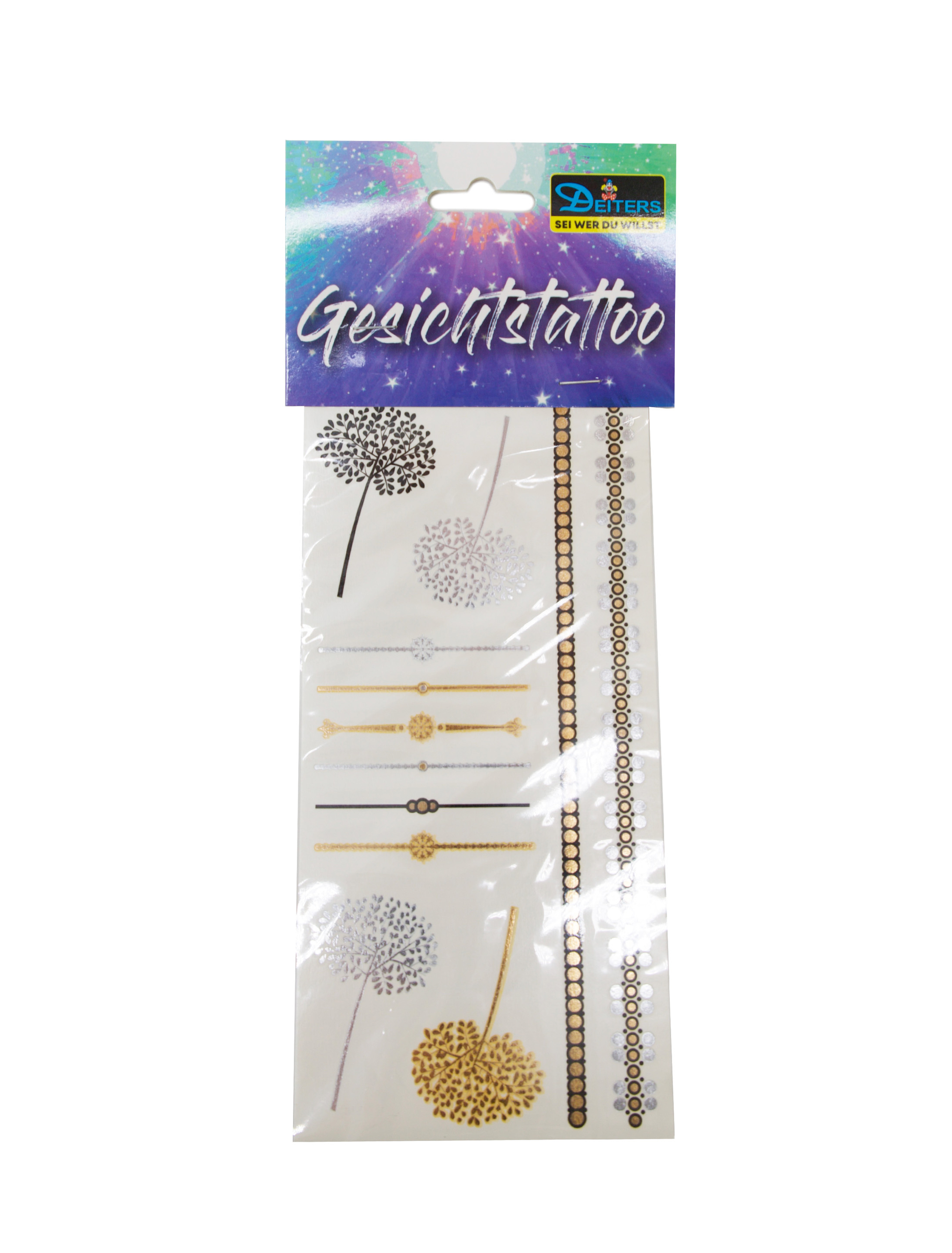 Kostümzubehör Tattoo Pusteblumen Metallic gold/silber