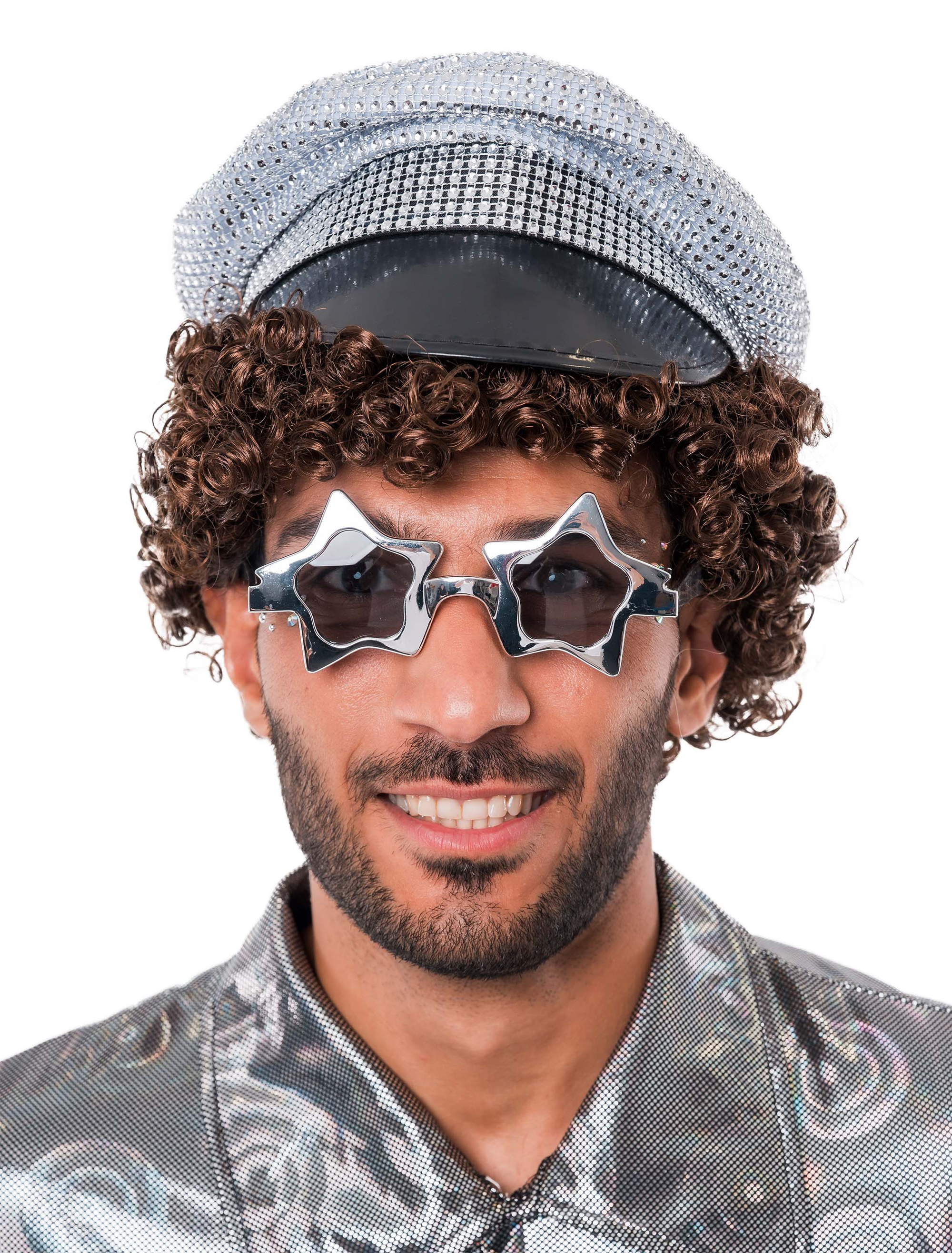 Kostümzubehör Brille Stern silber