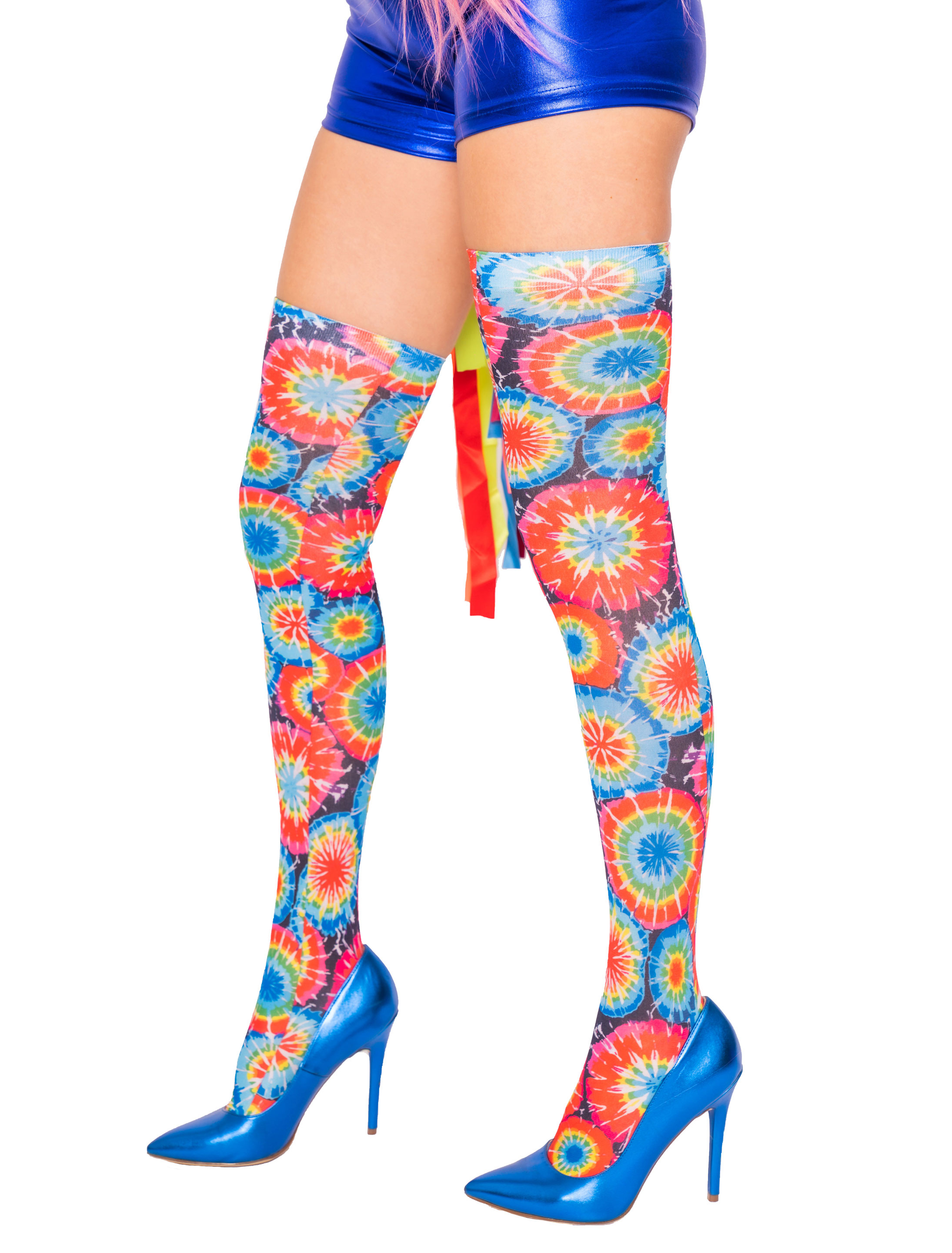 Kostümzubehör Overknees Hippie bunt Farbe: mehrfarbig