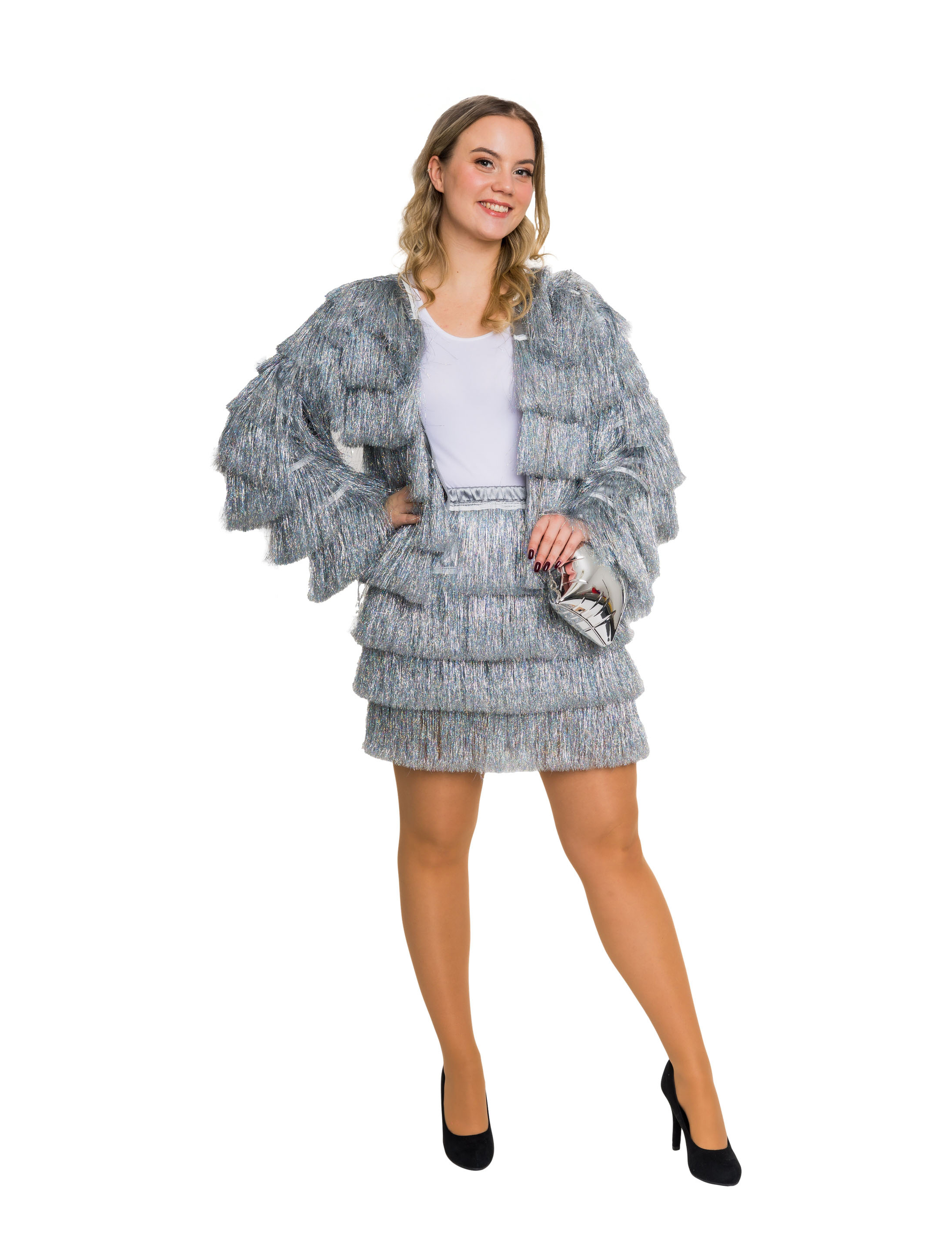 Rock Lametta fein Damen silber S/M
