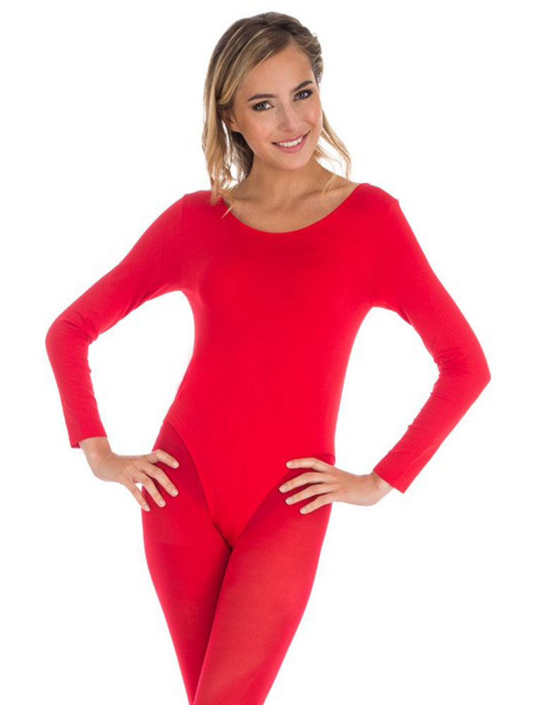 Body langarm elastisch Damen rot 42-44