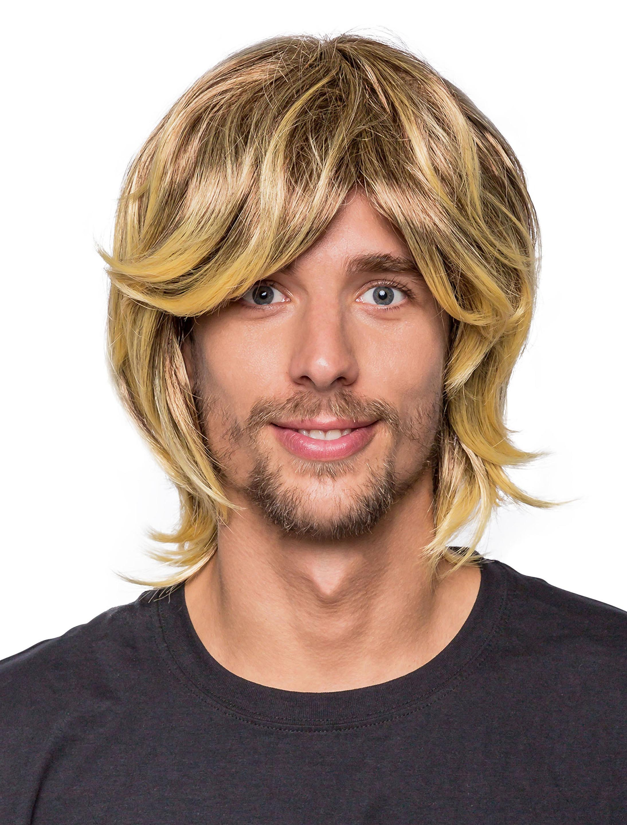 Kostümzubehör Perücke kinnlang wellig Strähnen blond one size