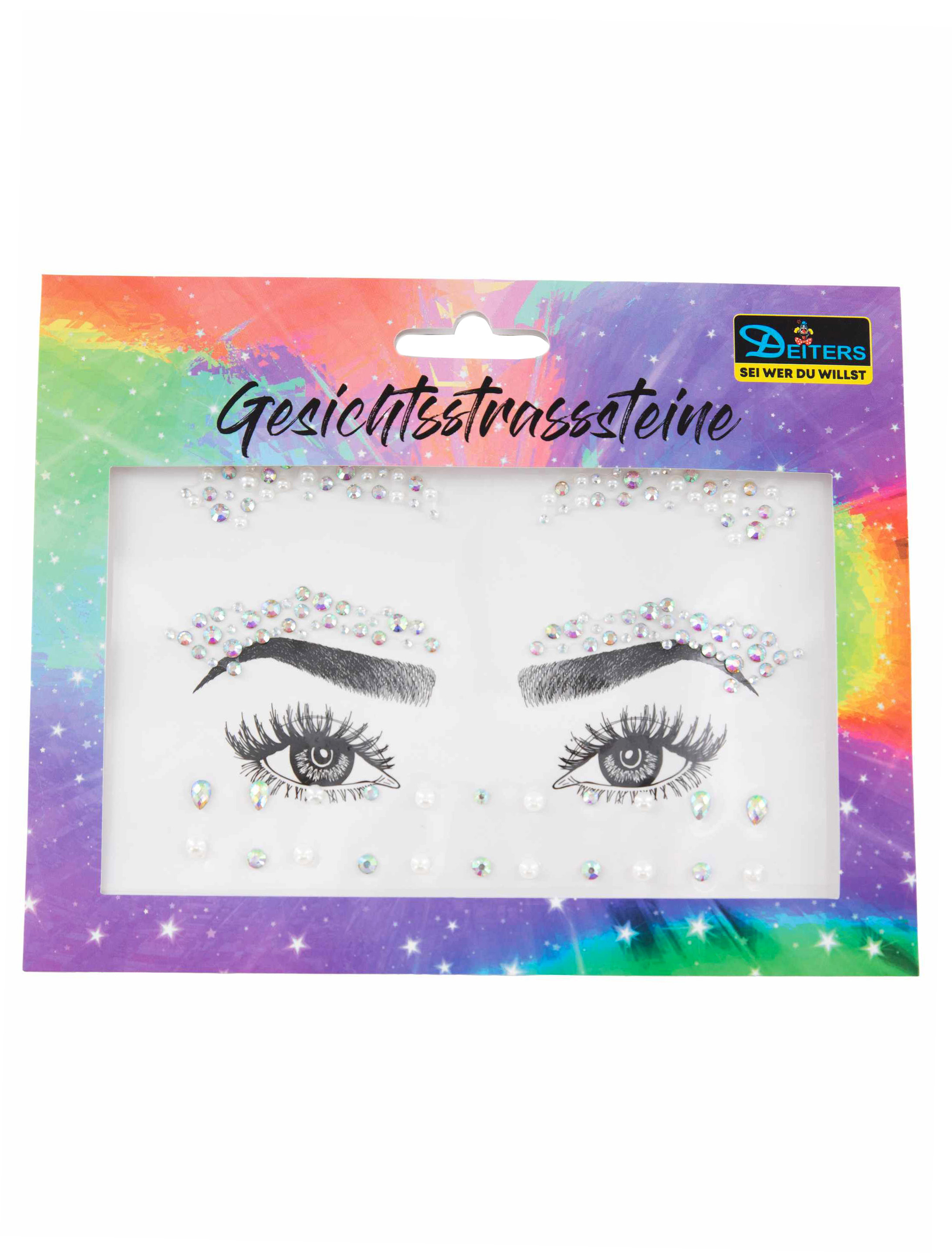 Gesichtsstrasssteine Schneeengel weiß/silber Schminke für Karneval & Fasching