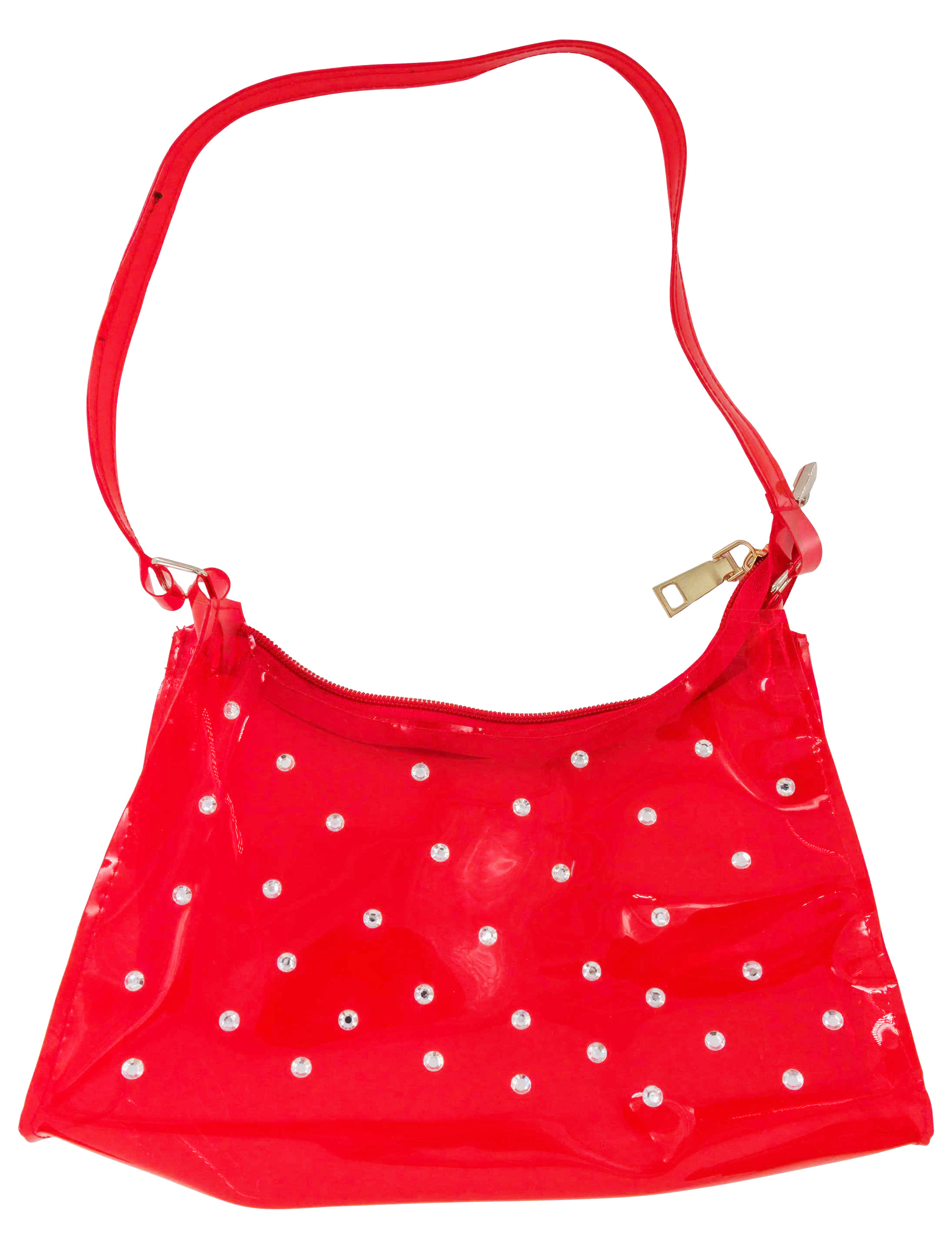 Kostümzubehör Tasche mit Kristallen durchsichtig rot