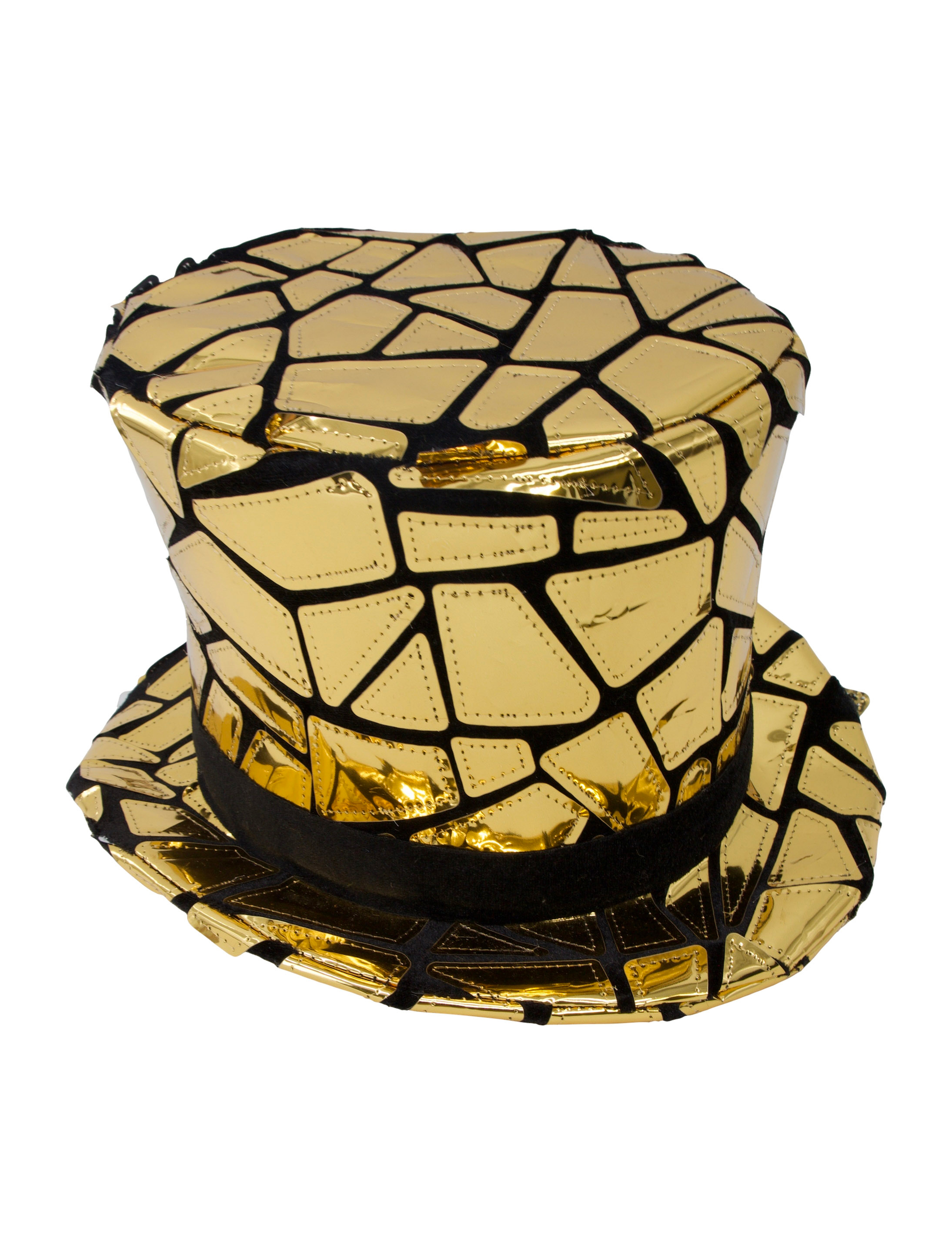 Kostümzubehör Zylinder Spiegelmosaik schwarz/gold 60