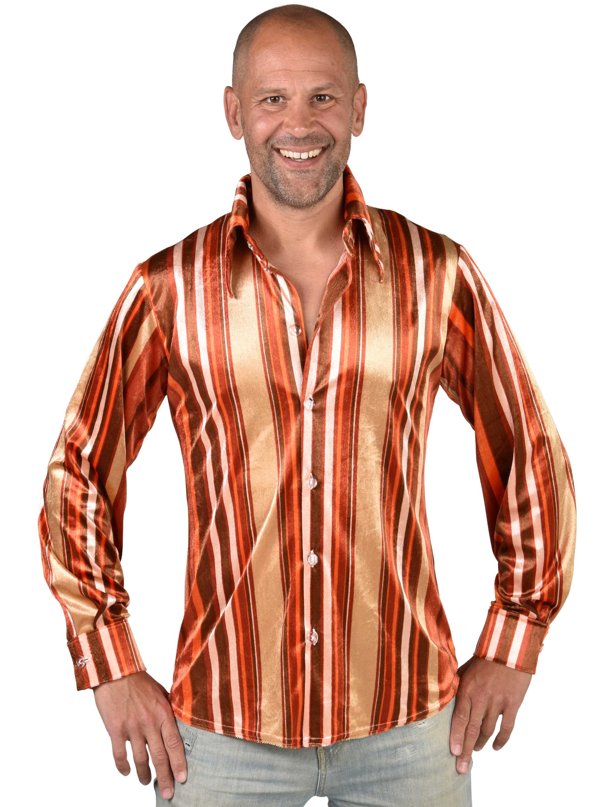 Hemd gestreift Herren braun S
