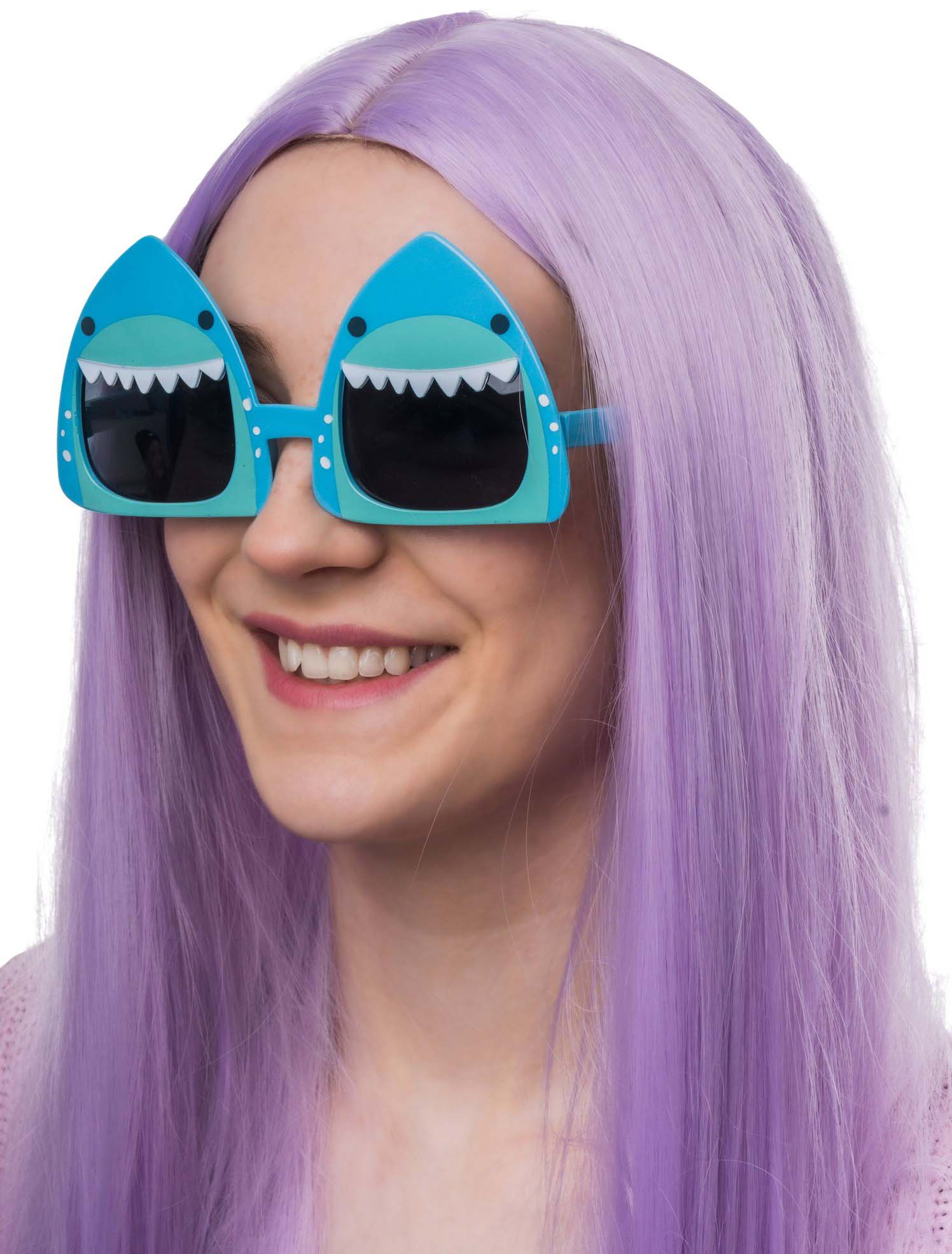 Kostümzubehör Brille Hai blau