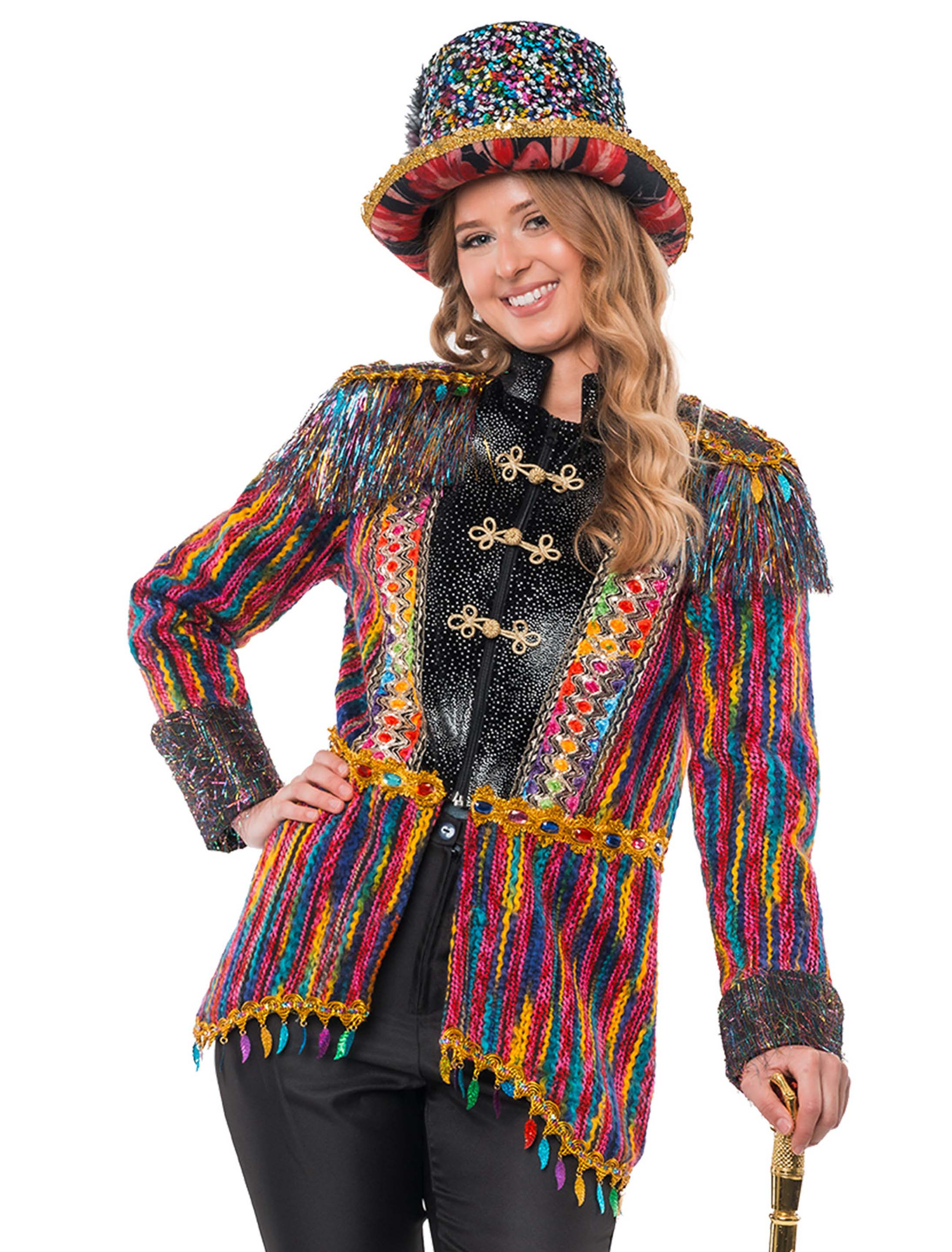 Jacke Premium mit Wollverzierung & Pailletten Herren bunt L Farbe: bunt