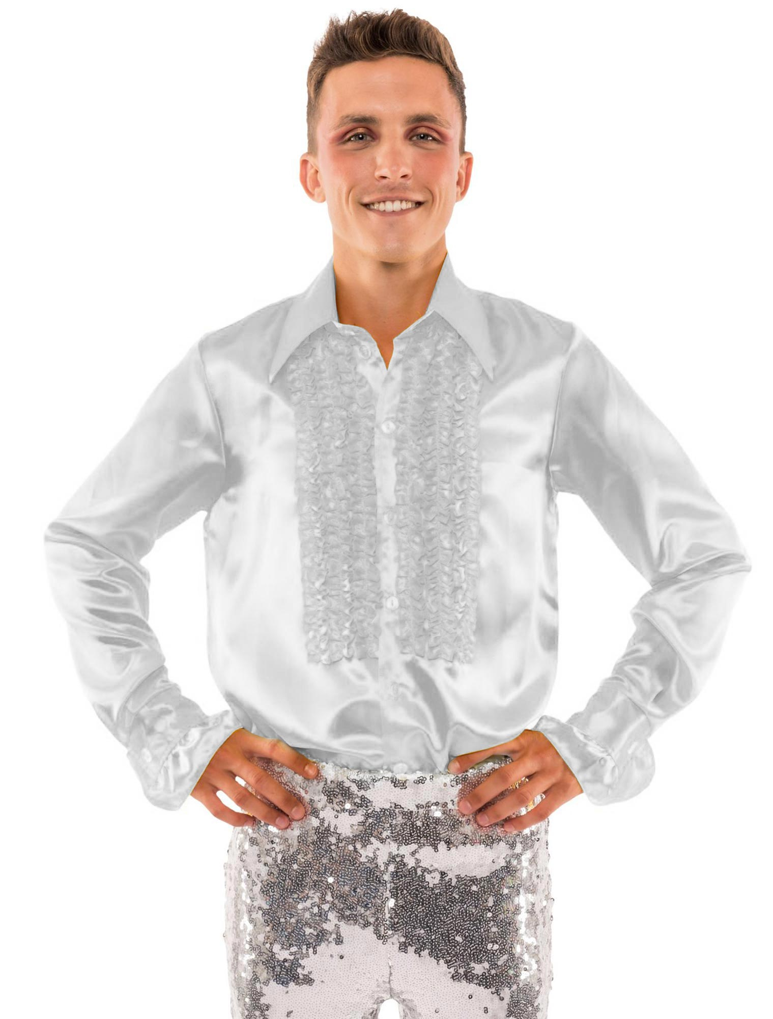 Hemd Satin Herren weiß 3XL