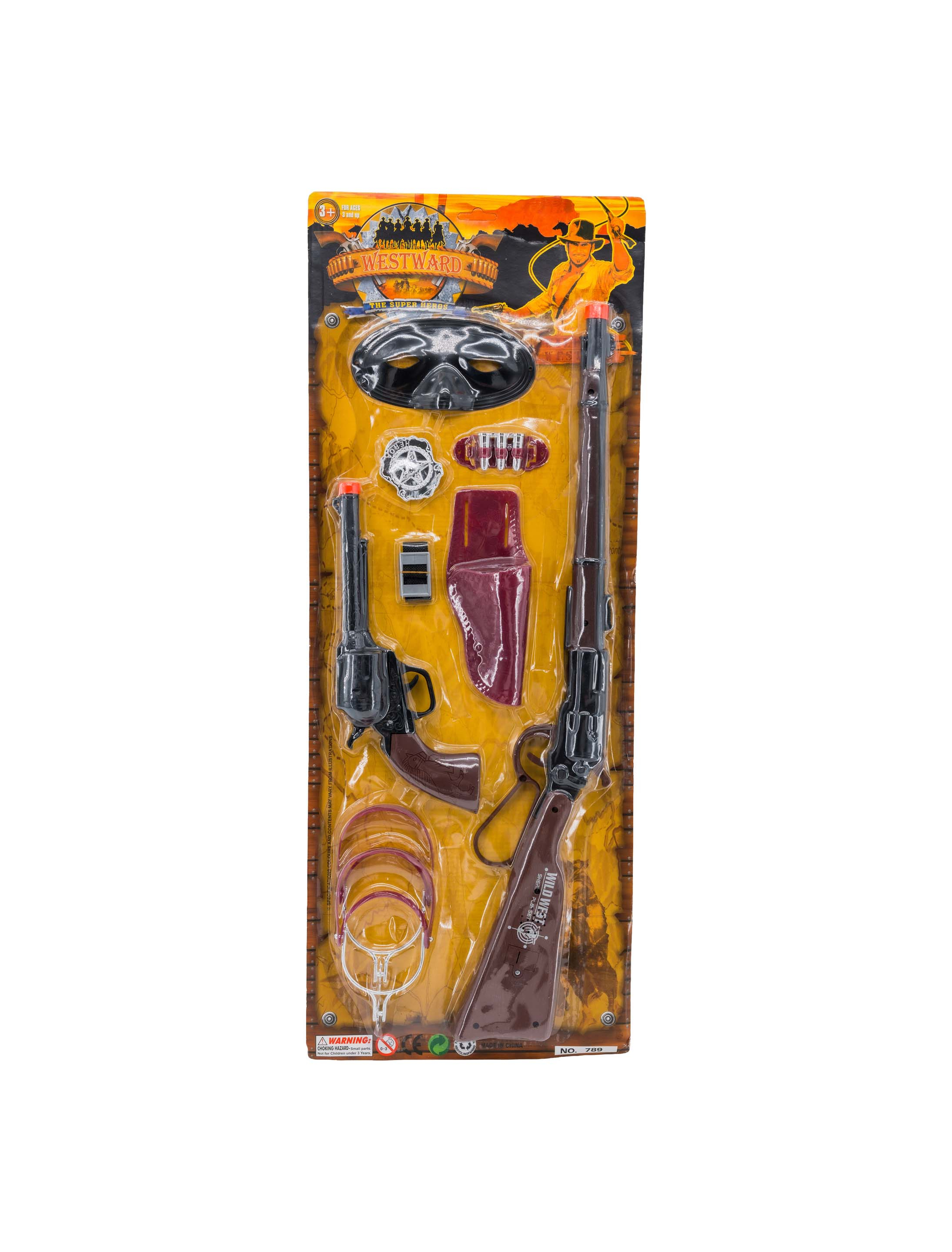 Kostümzubehör Cowboy Set mit Sound 8-tlg. schwarz