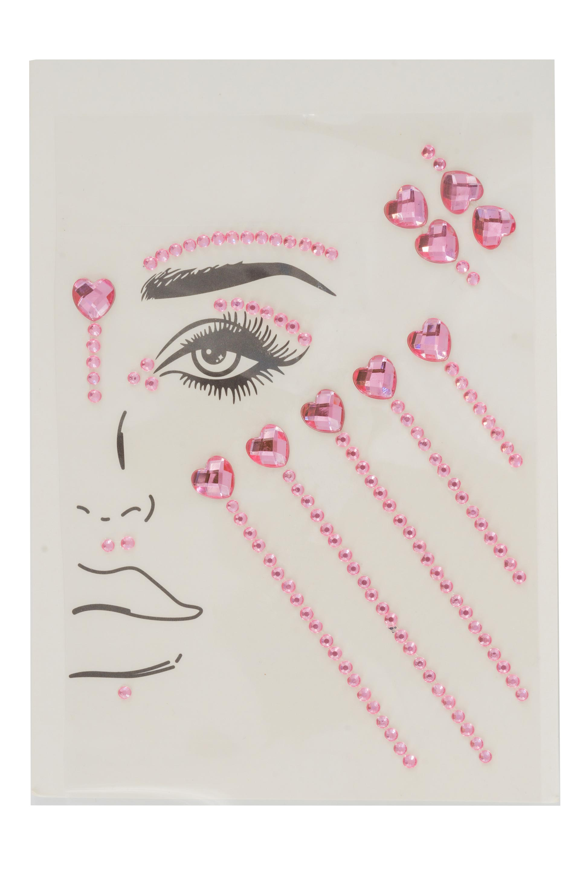 Gesichtsstrasssteine Herzen und Punkte pink Schminke für Karneval & Fasching