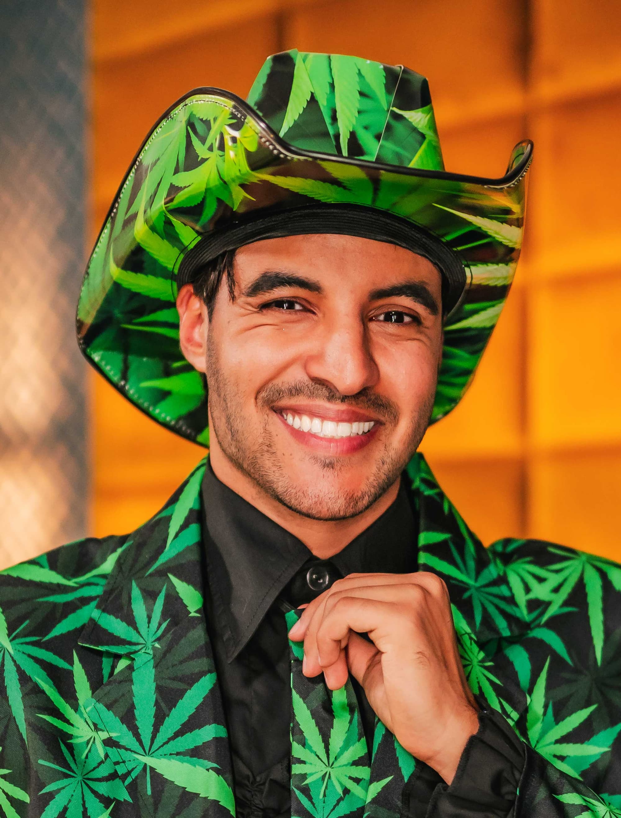 Kostümzubehör Cowboyhut Cannabis grün/schwarz 61