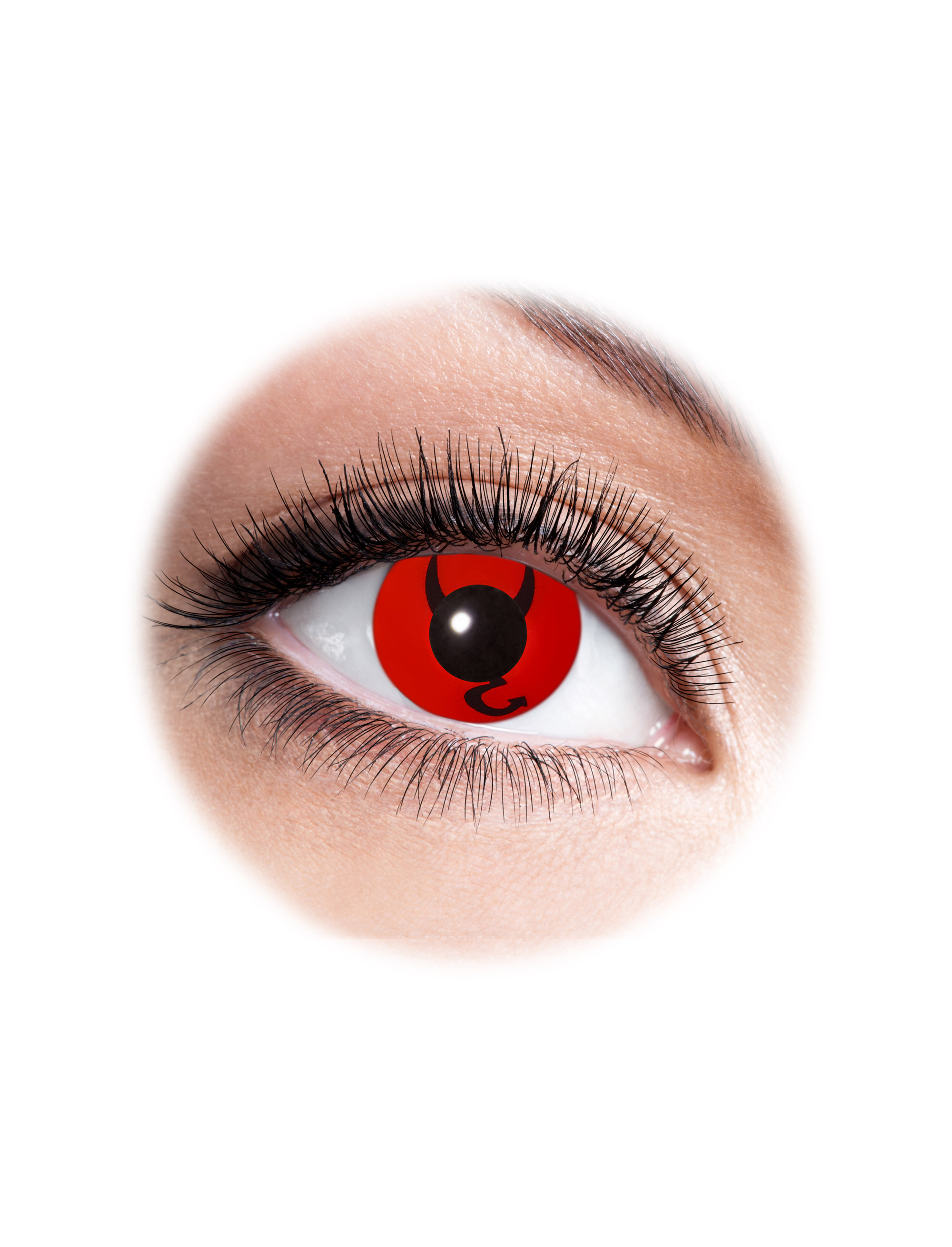 Kostümzubehör Kontaktlinsen Devil Farbe: rot/schwarz