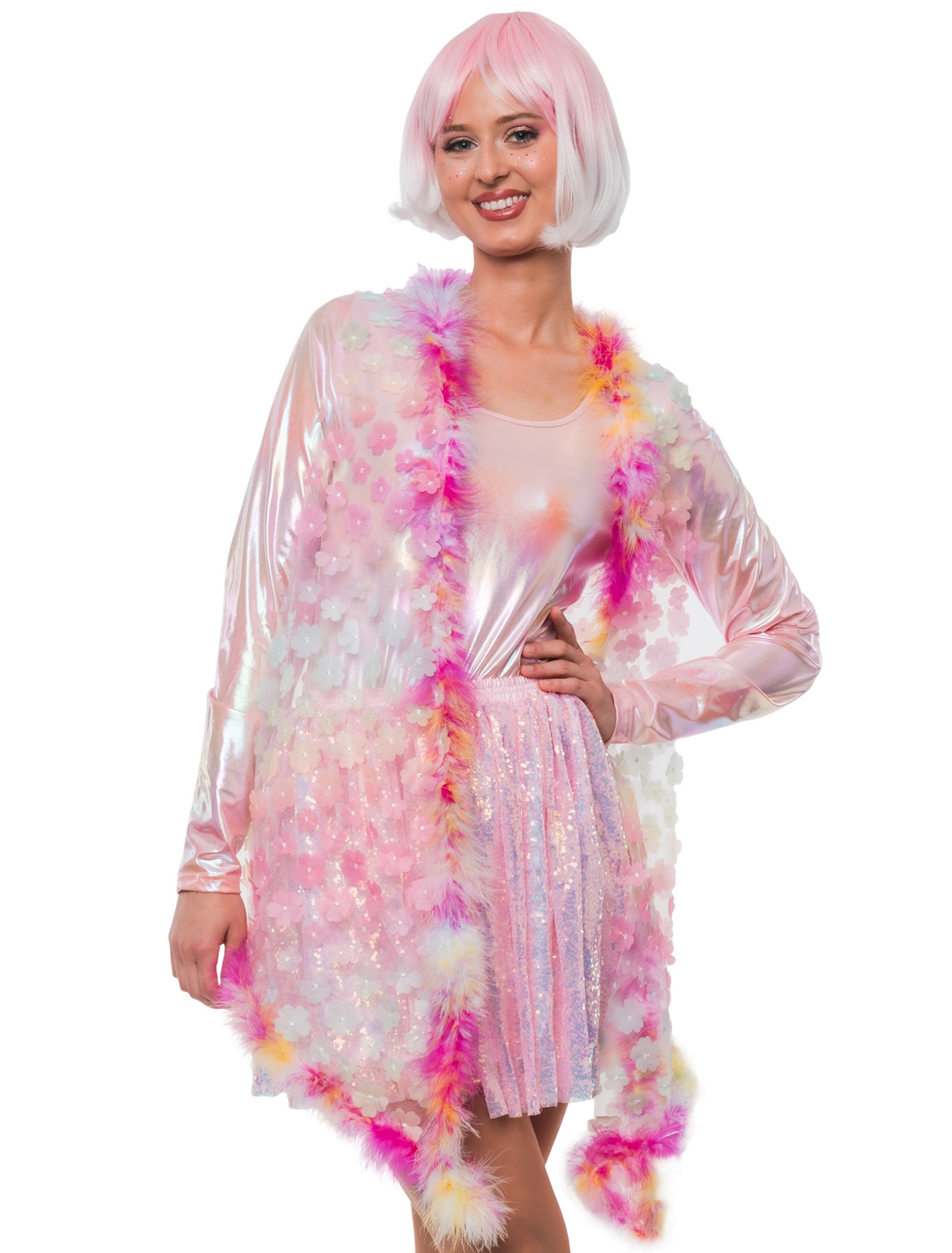 Weste lang Schmetterlinge Damen rosa L/XL