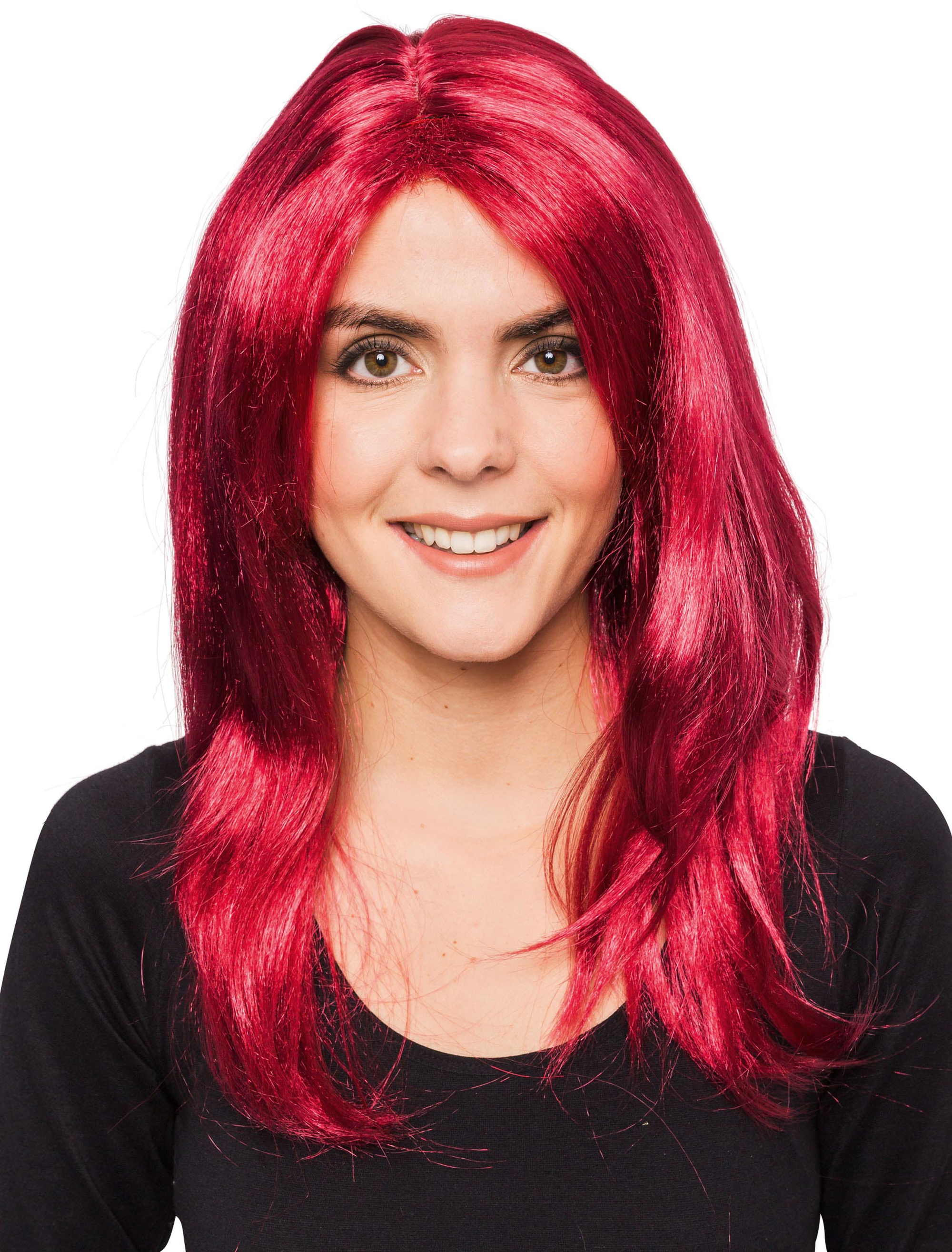 Kostümzubehör Kostümzubehör Perücke wellig mit Pony fuchsia one size