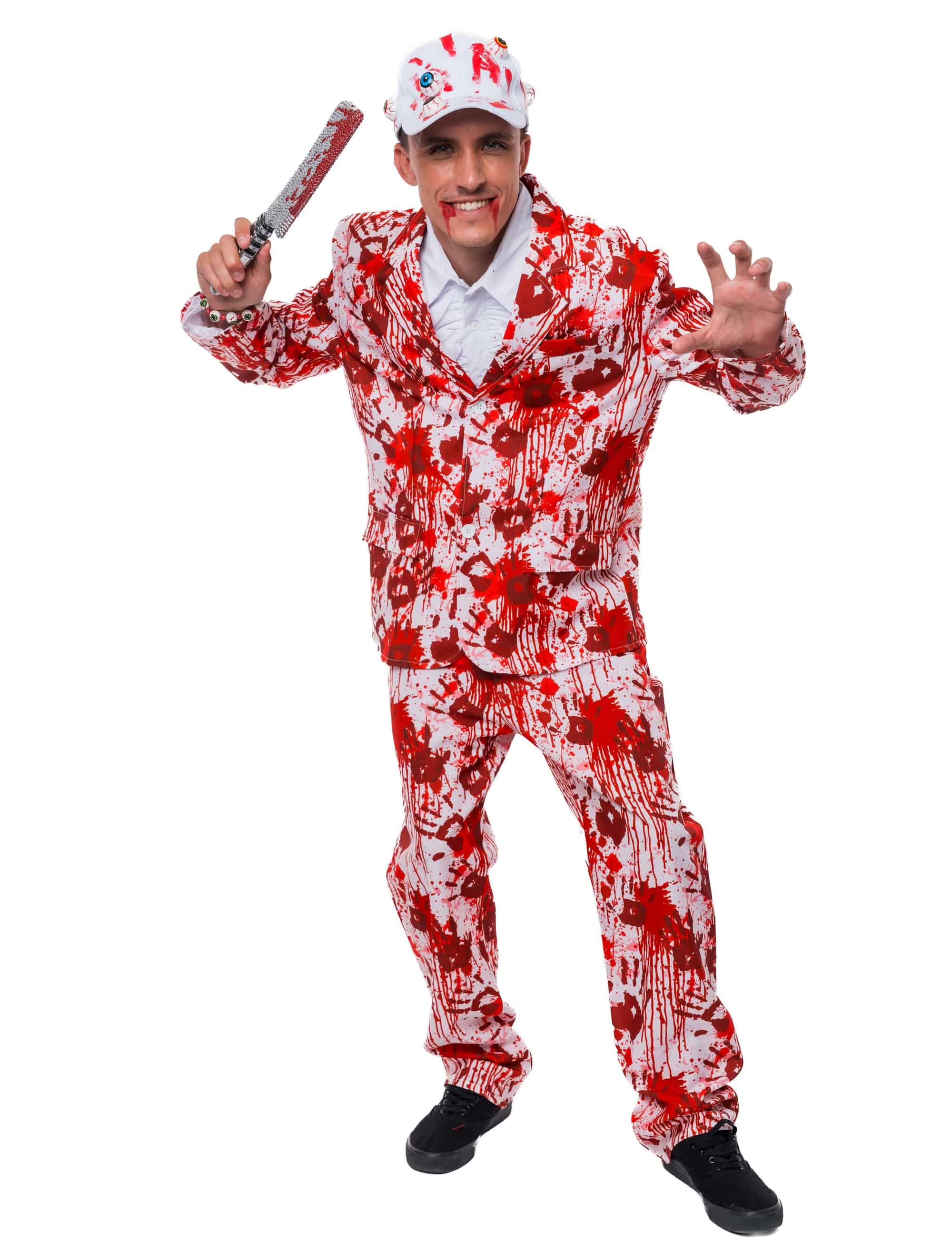 Anzug blutig 2-tlg. Herren weiß/rot M/L