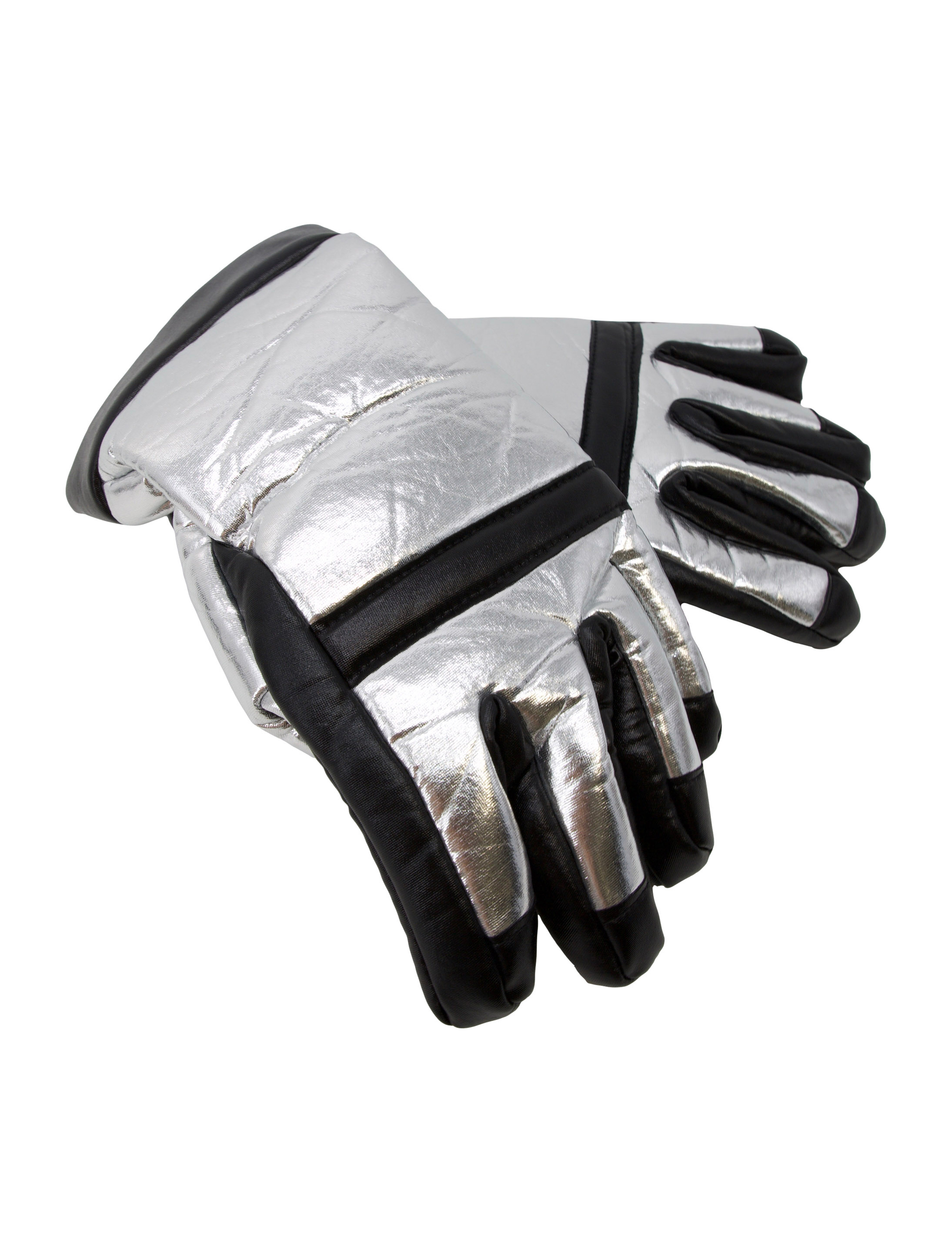 Kostümzubehör Handschuhe Astronaut Kinder schwarz/silber one size