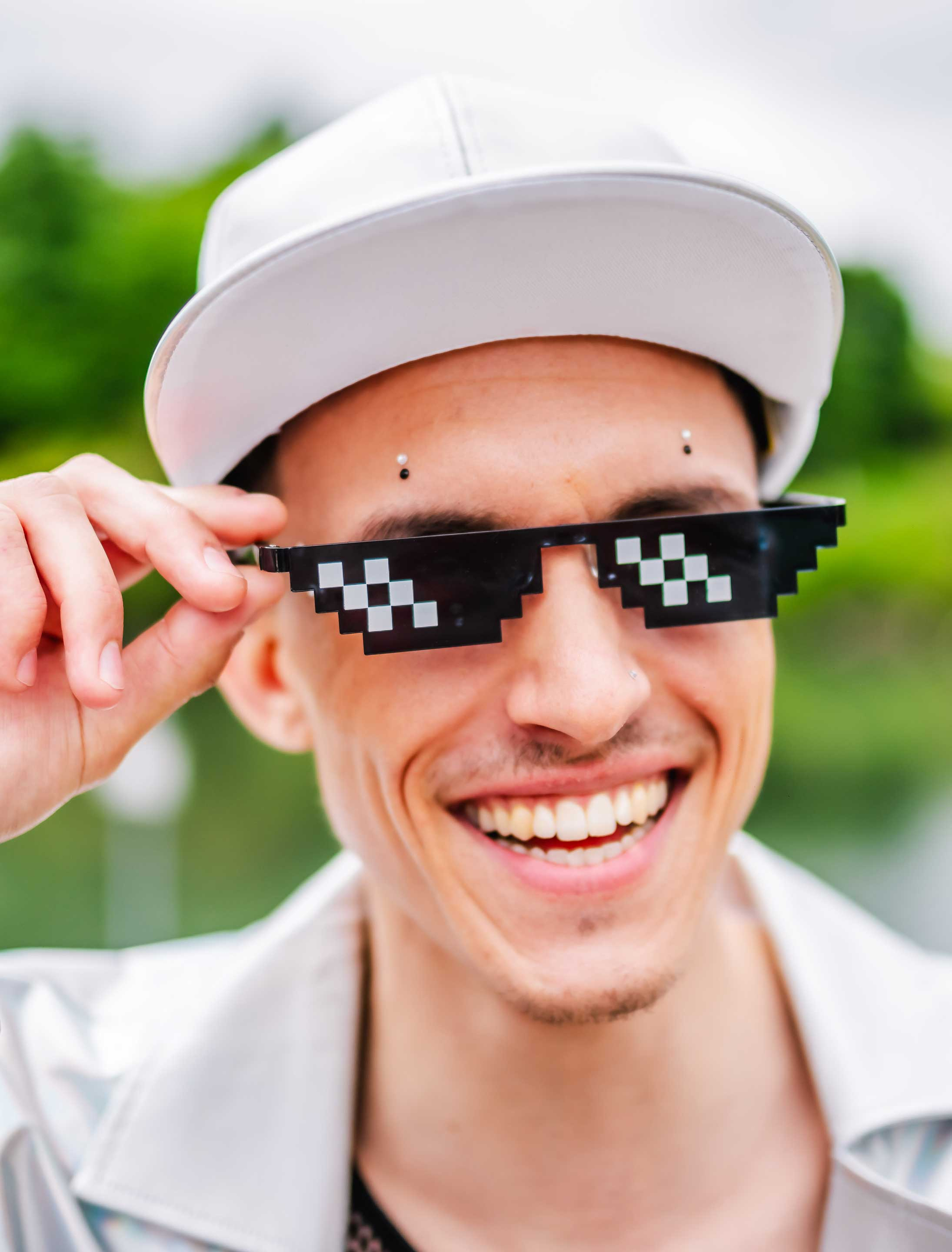 Kostümzubehör Brille Thug Life Pixel schwarz/weiß