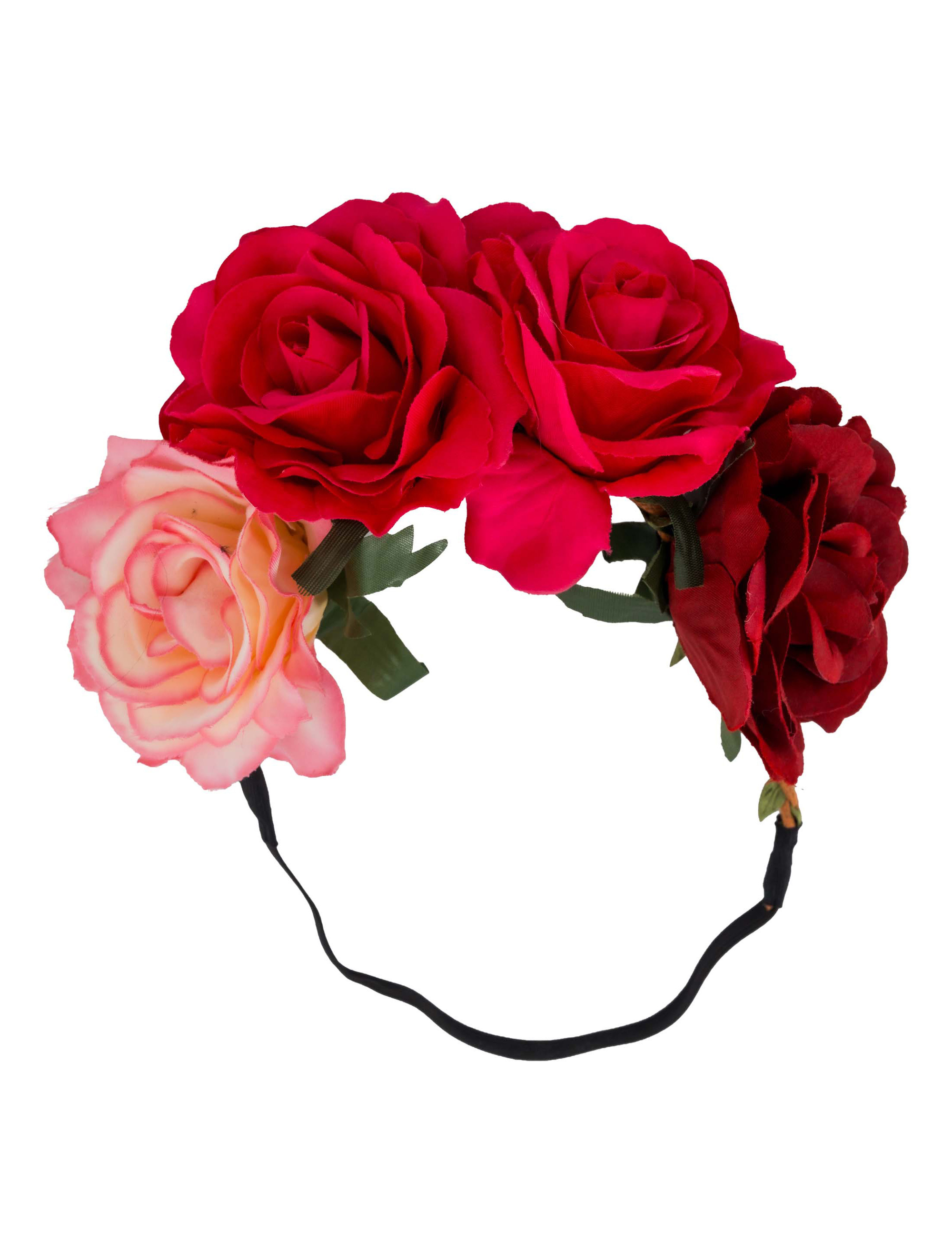 Kostümzubehör Haarband mit 4 Rosen bunt Farbe: bunt