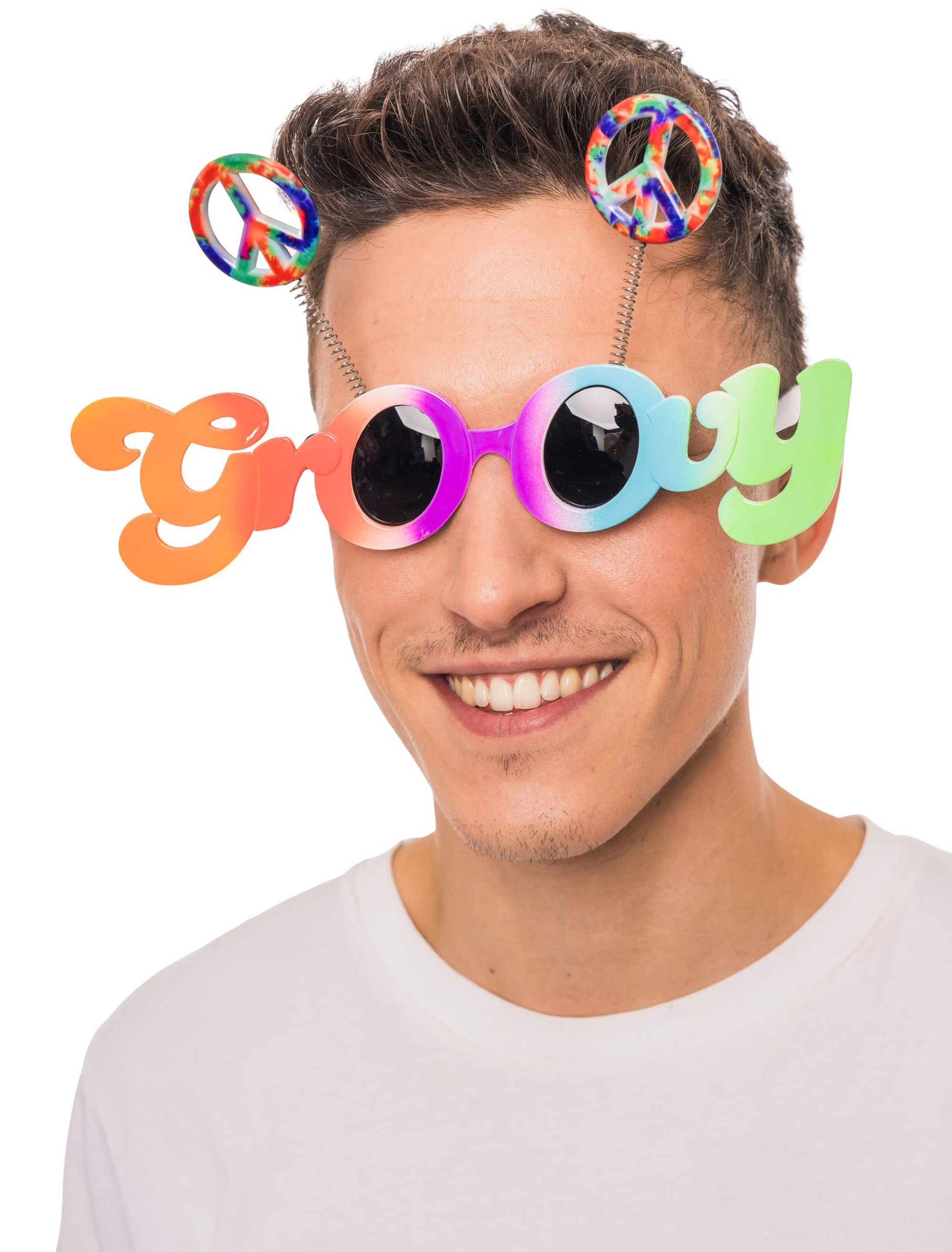 Kostümzubehör Brille Groovy bunt Farbe: bunt