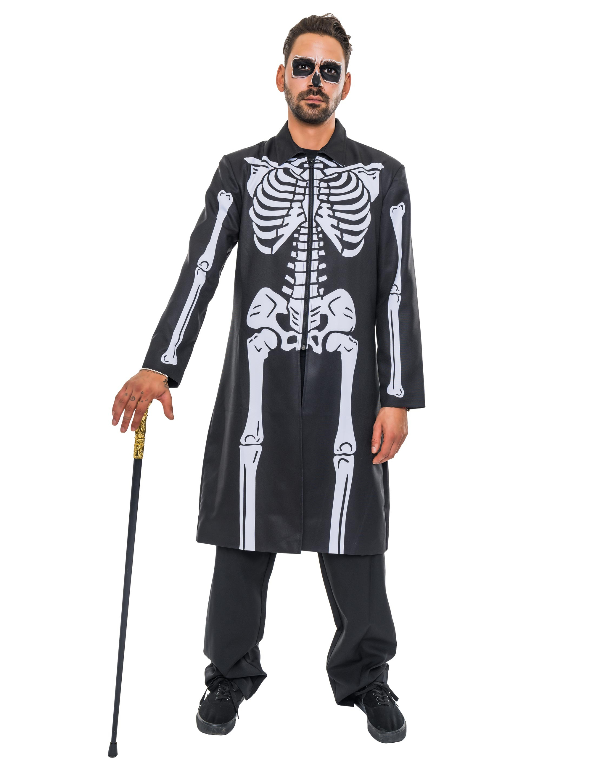 Mantel mit Skelett Herren schwarz S-M