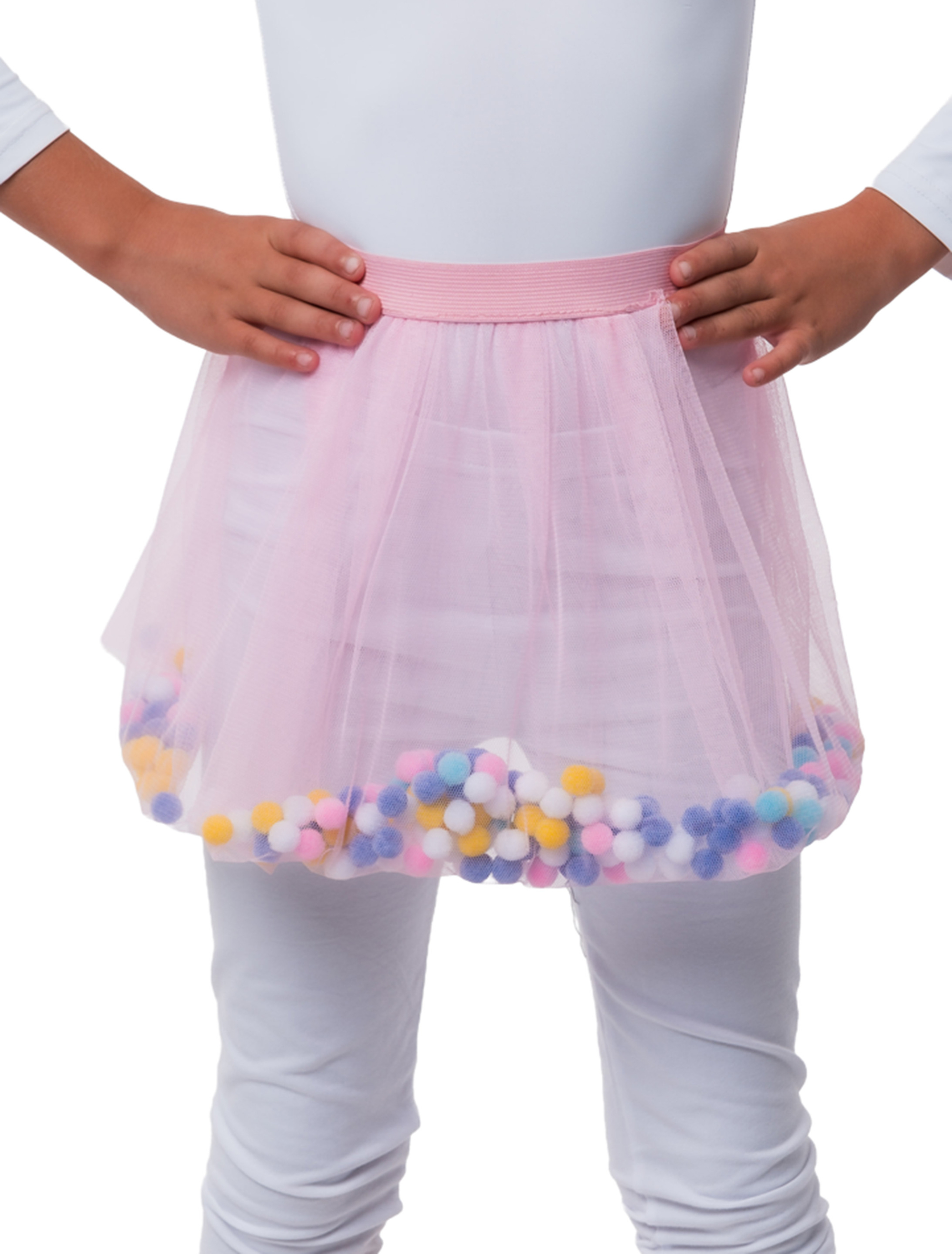Rock mit Pompoms Kinder rosa/140