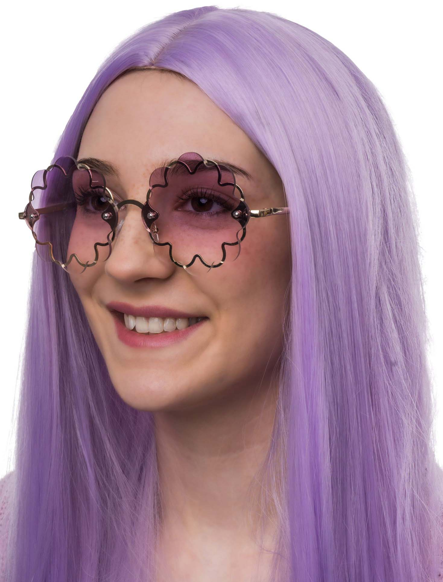 Kostümzubehör Brille Blume pink