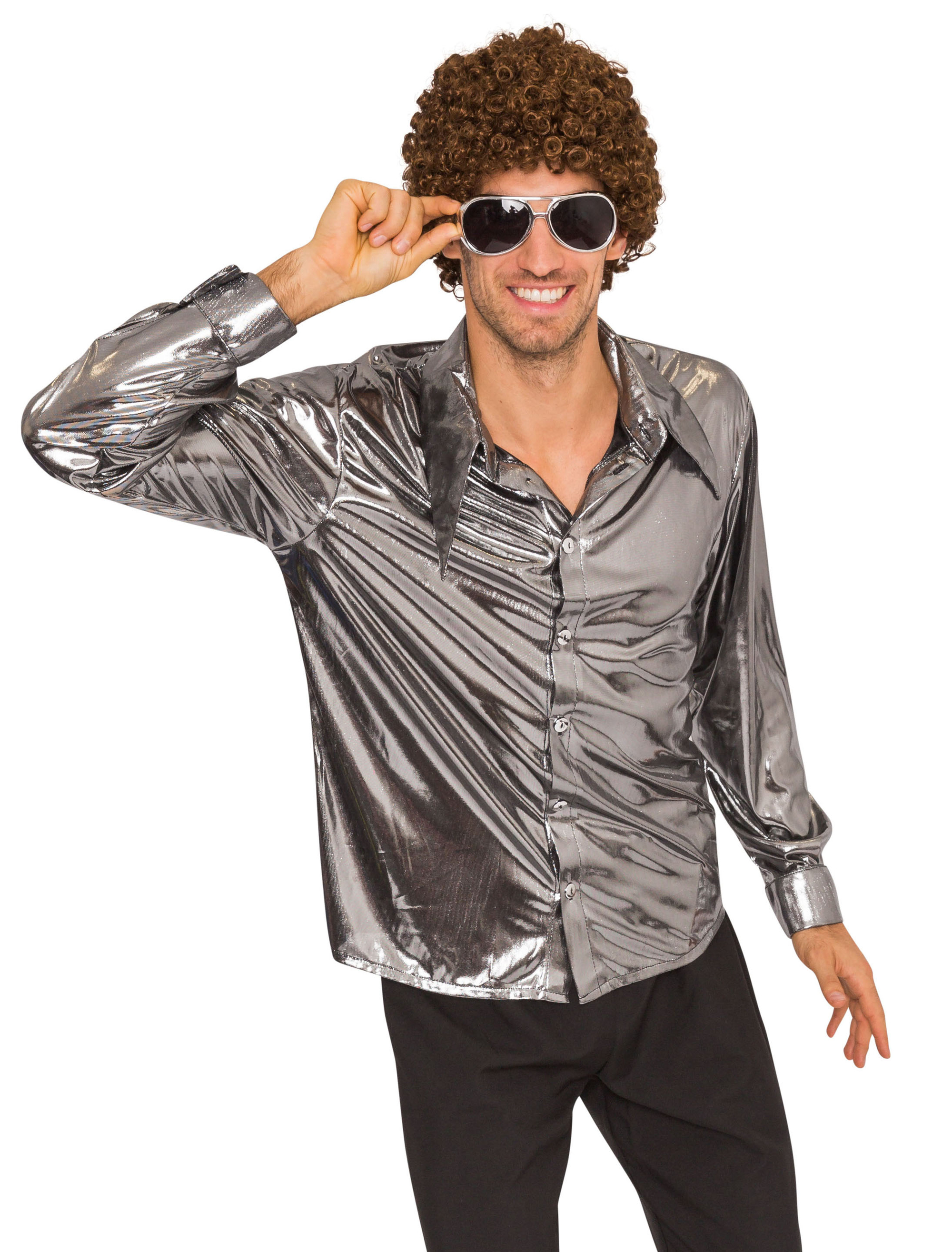 Hemd Herren metallic silber 3XL