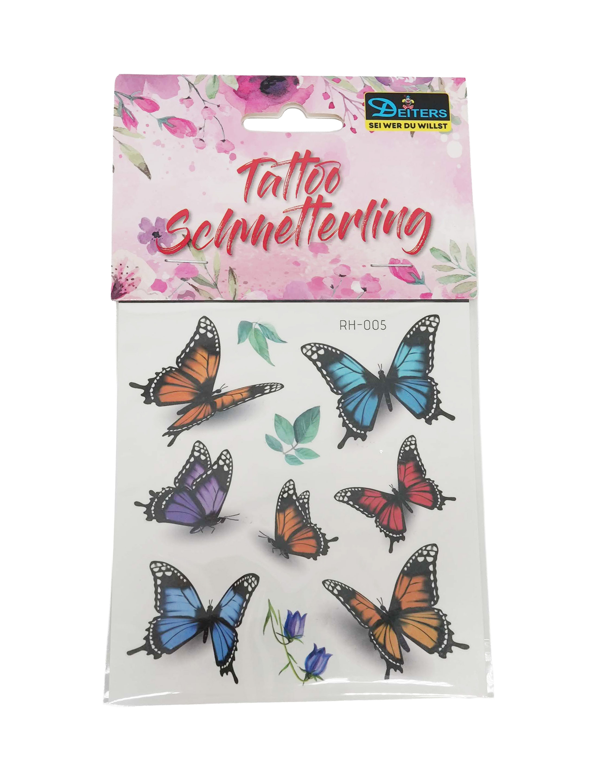 Kostümzubehör Tattoo Schmetterling bunt Farbe: bunt