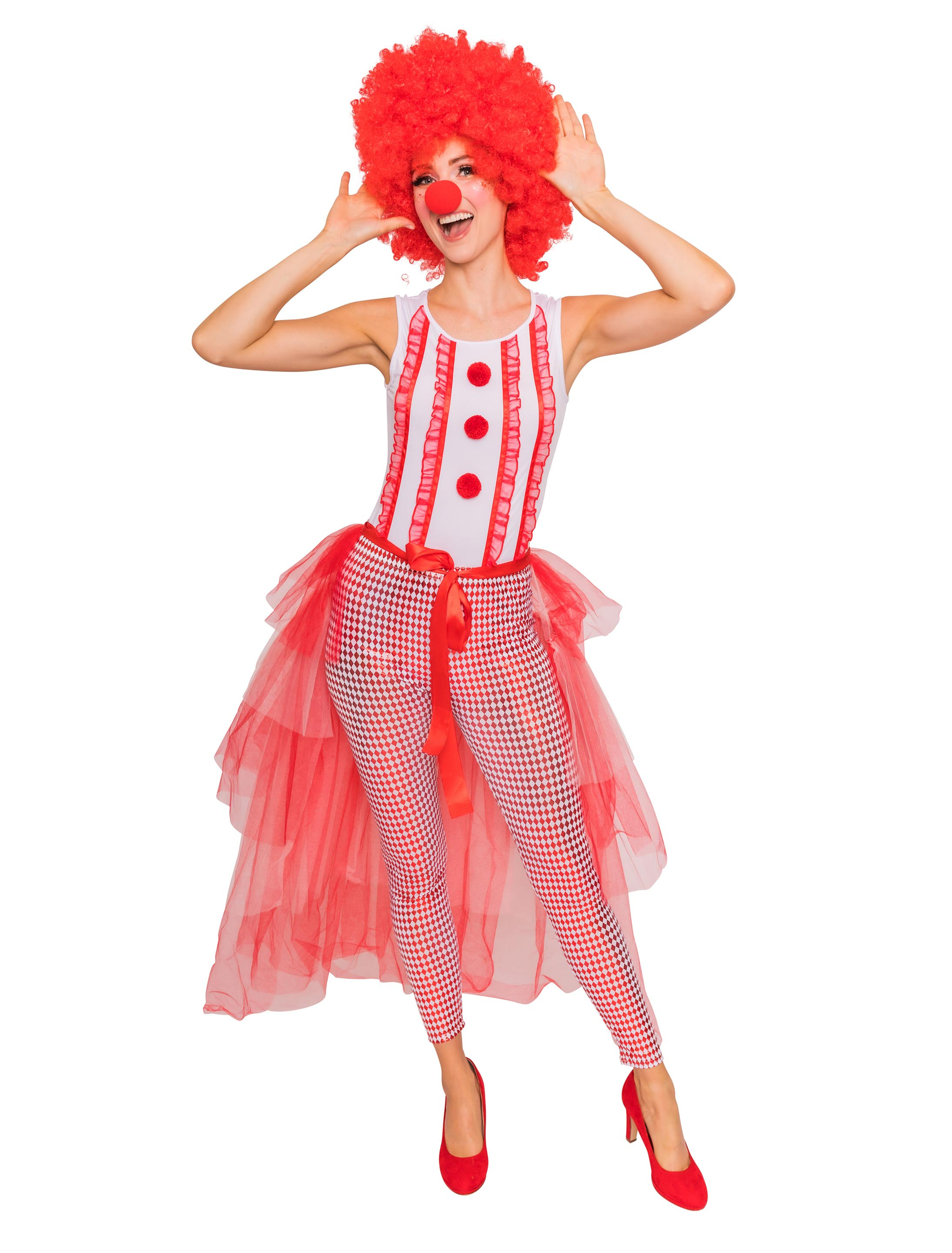 Body Clown Damen rot/weiß S/M