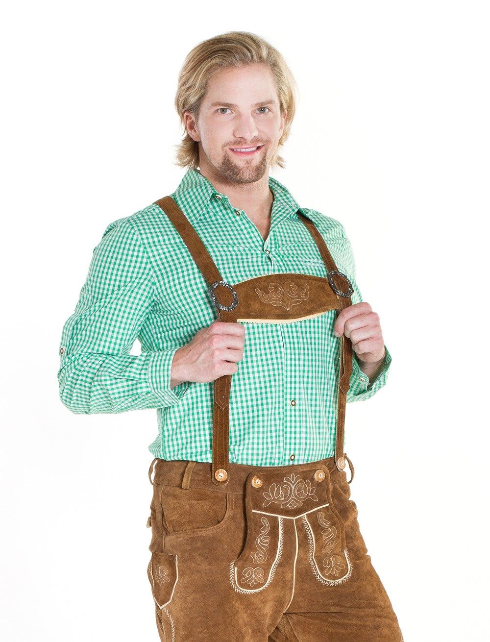 Trachtenhemd Herren grün/weiß L