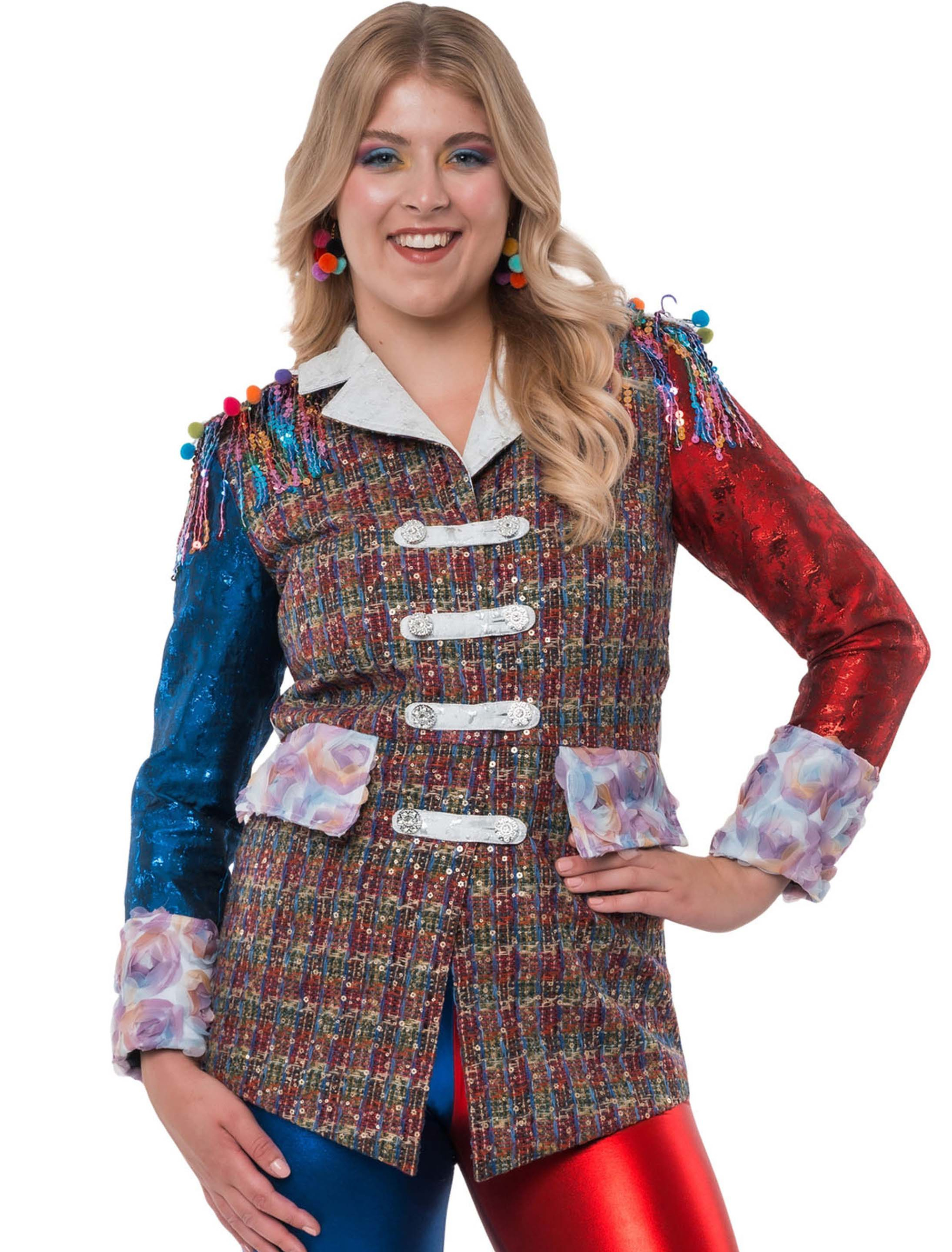 Jacke Premium Tweed-Optik Damen blau/rot S