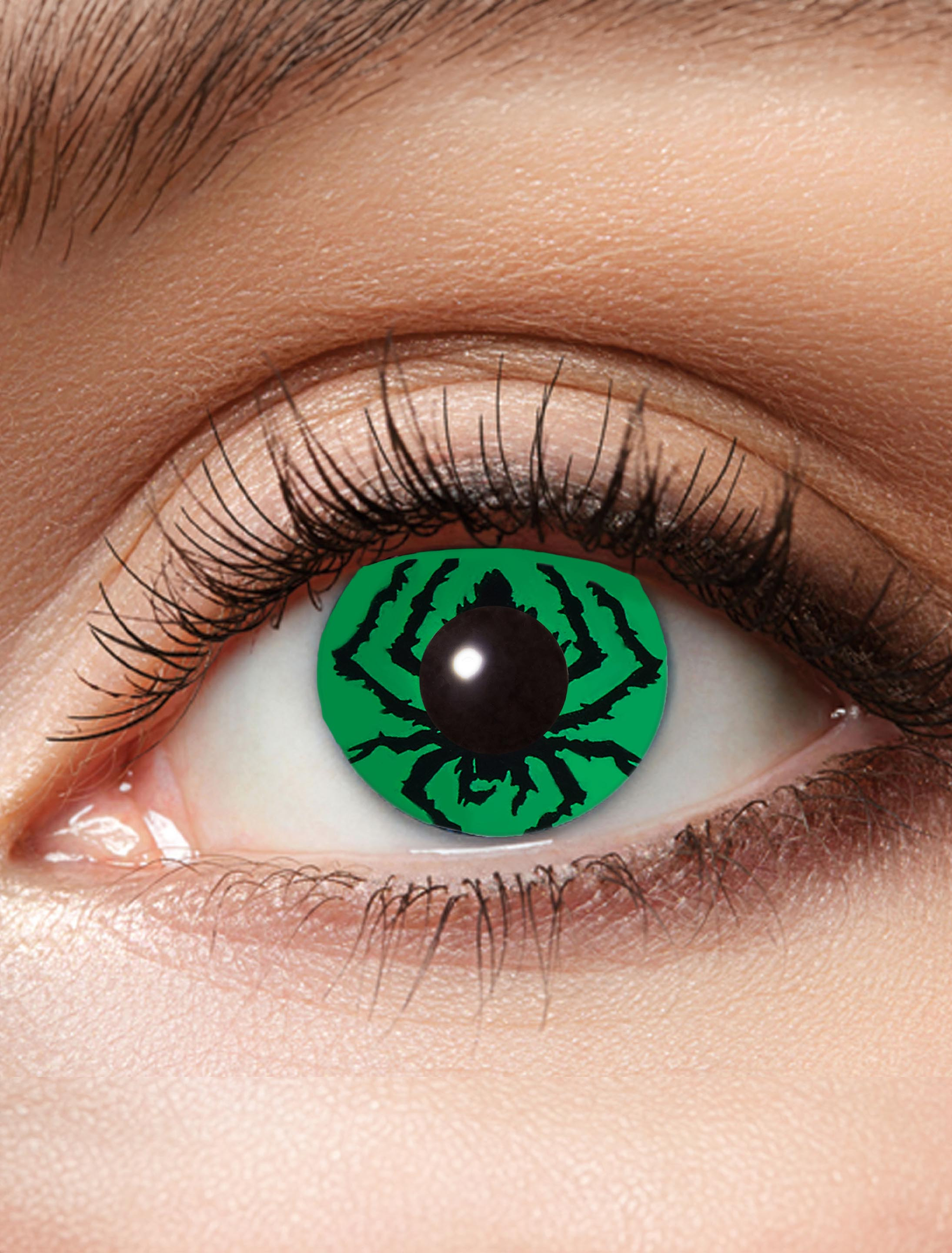 Kostümzubehör Kontaktlinsen Green Spider Farbe: grün