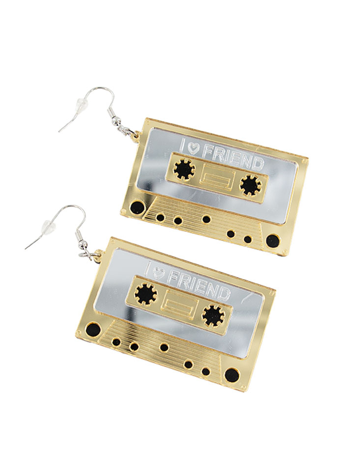 Kostümzubehör Ohrringe Kassette beige