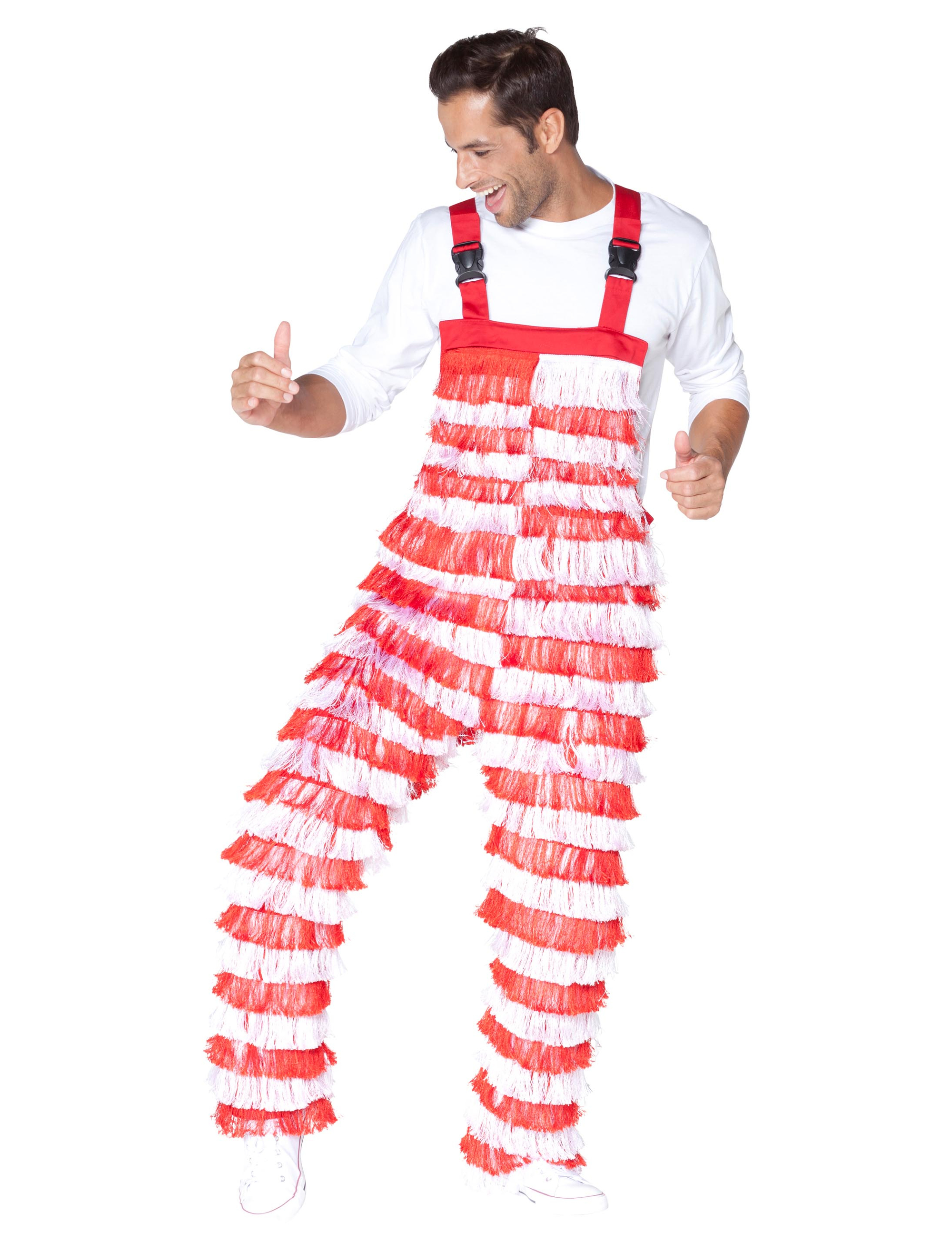 Latzhose mit Fransen rot/weiß 2XL