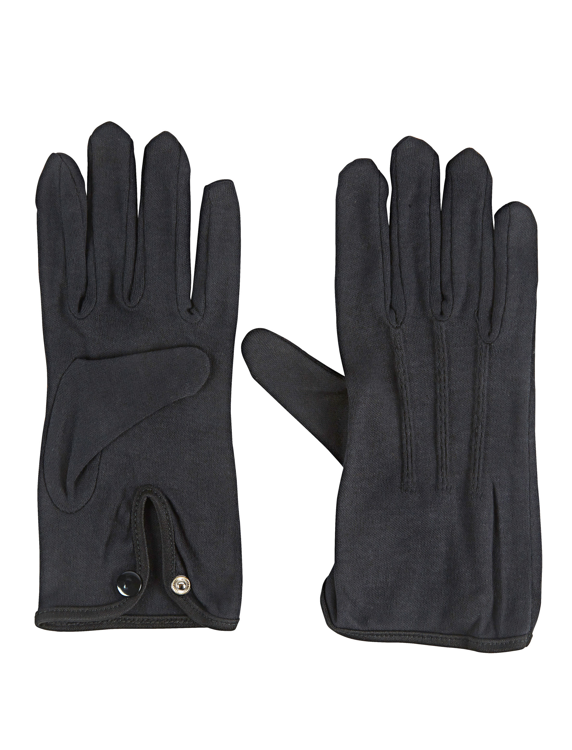 Kostümzubehör Handschuhe Baumwolle mit Knopf schwarz XL