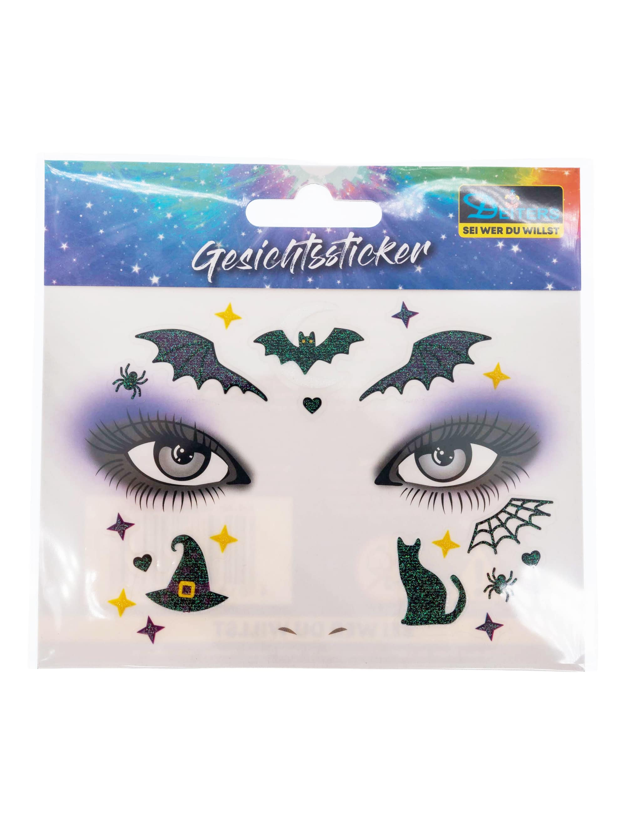 Kostümzubehör Gesichtstattoo Halloween lila/schwarz