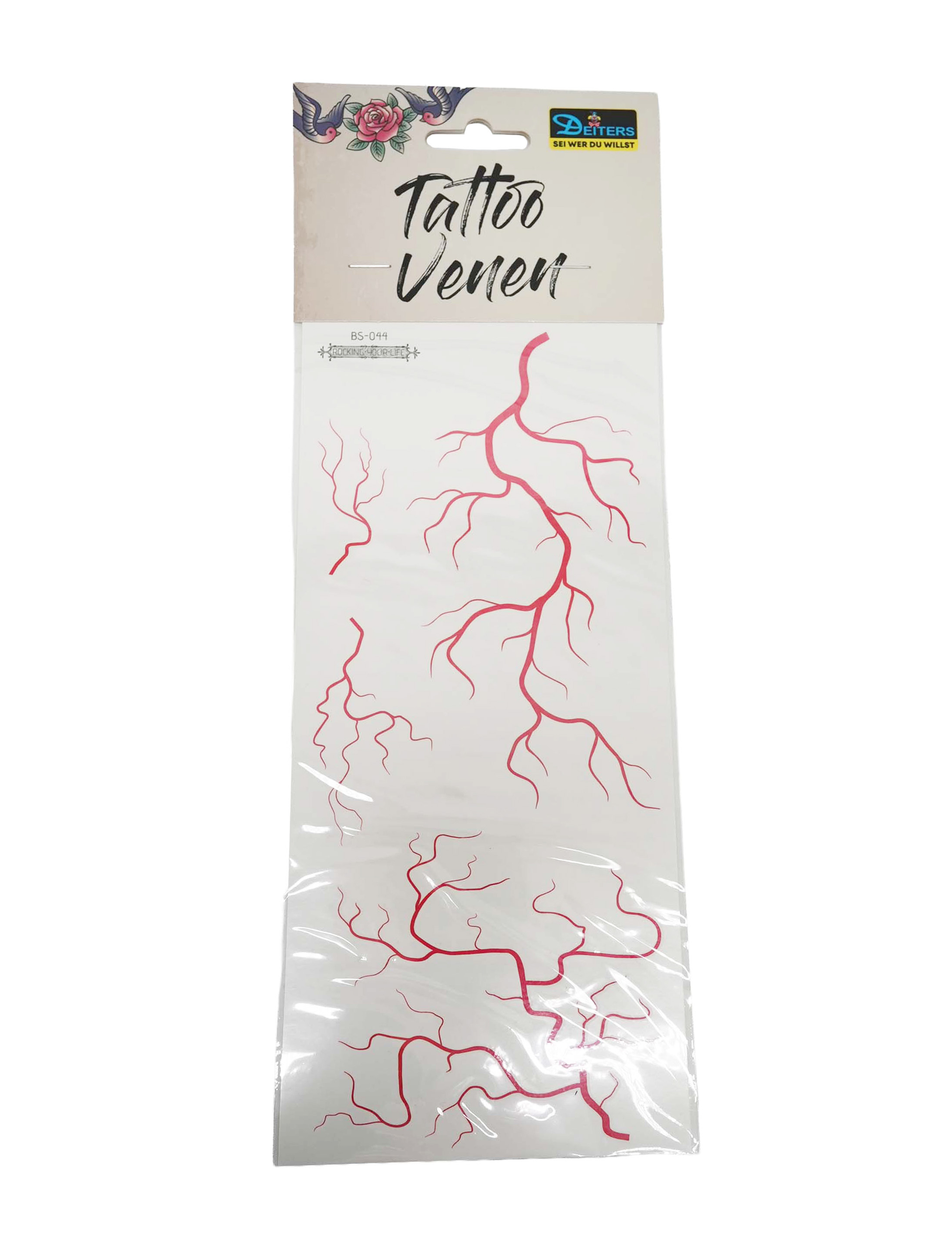 Kostümzubehör Tattoo Venen rot