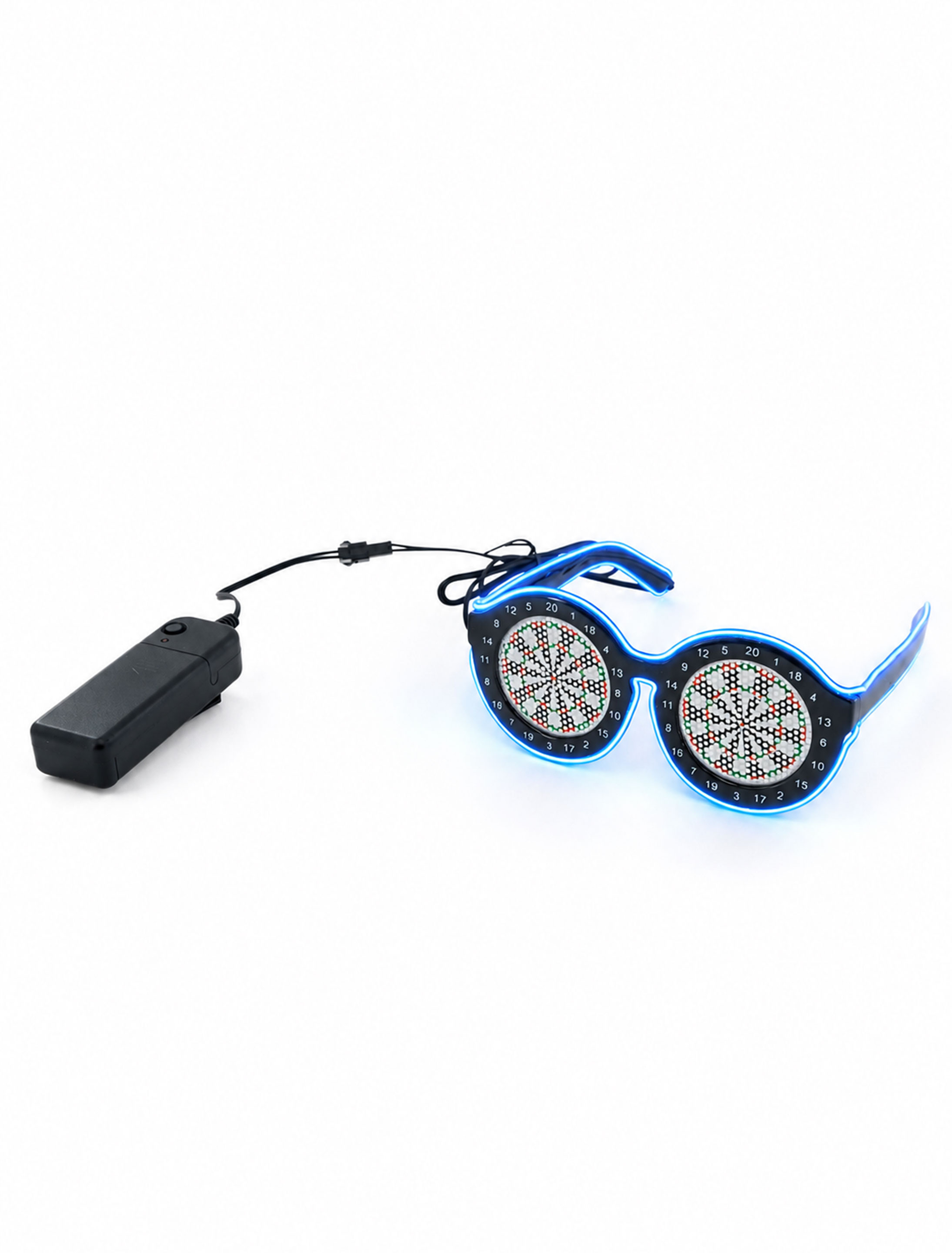 Kostümzubehör LED Brille Darts blau