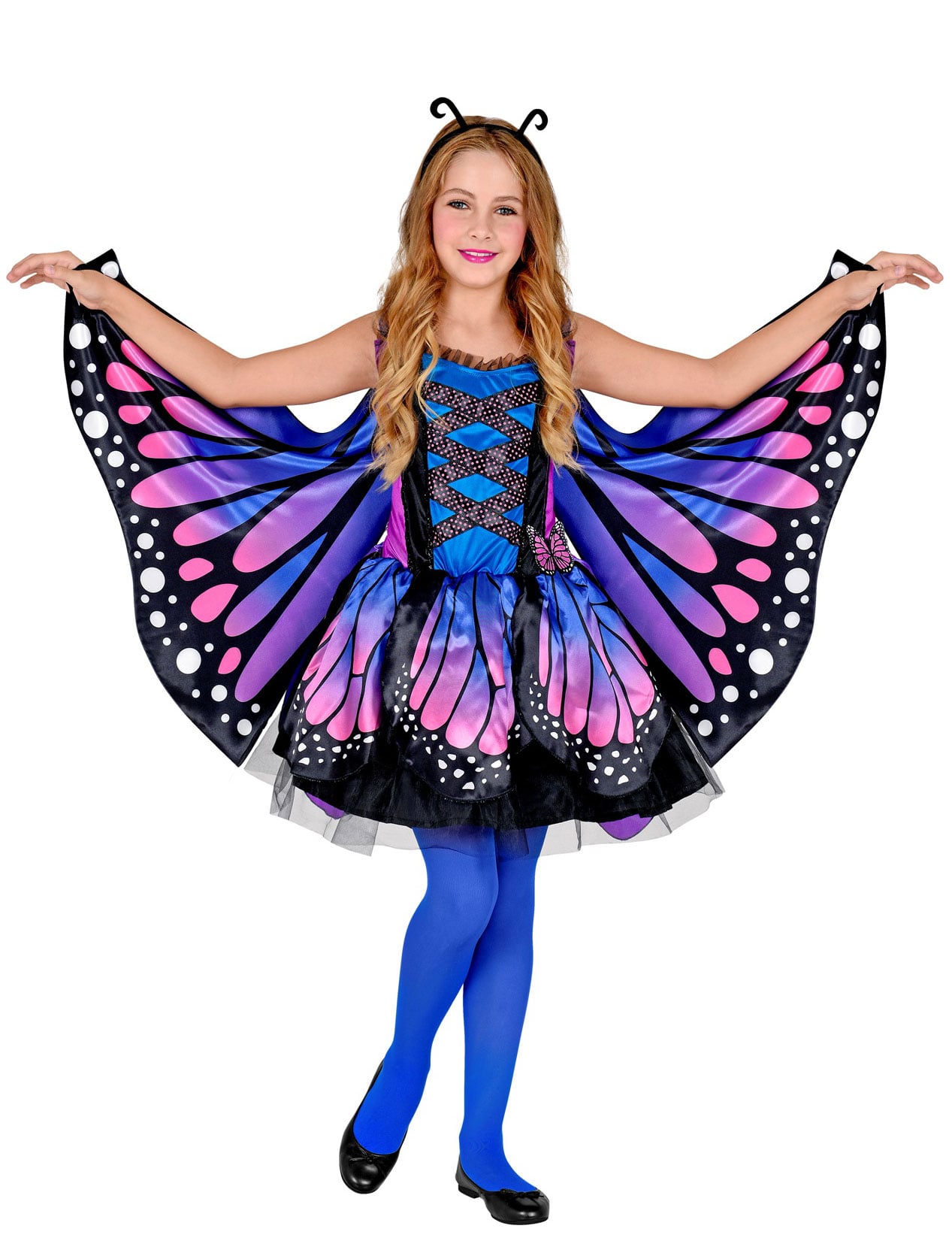 Kleid Schmetterling 3-tlg. Kinder blau/lila 116