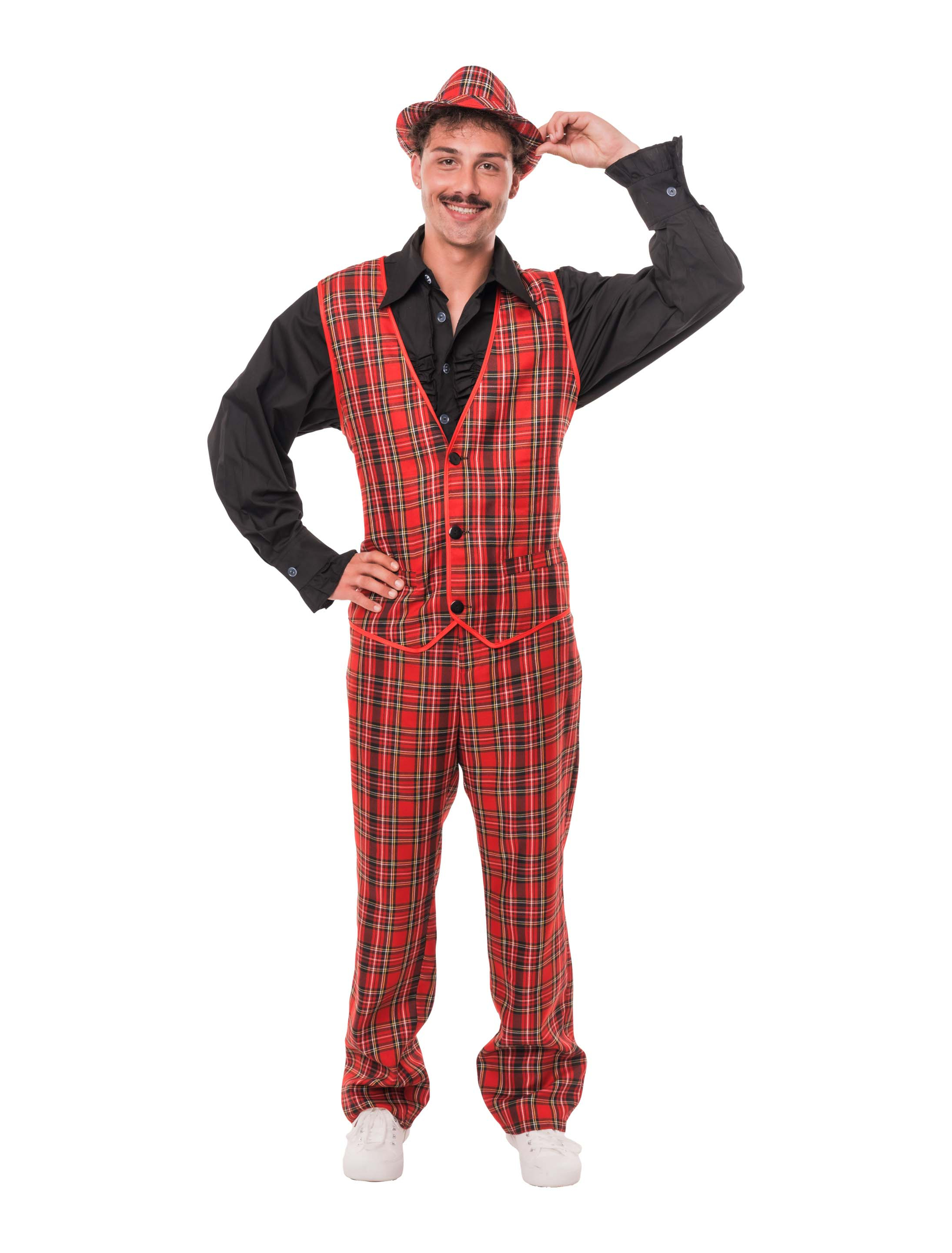 Hose Schottenkaro Herren schwarz/rot 52