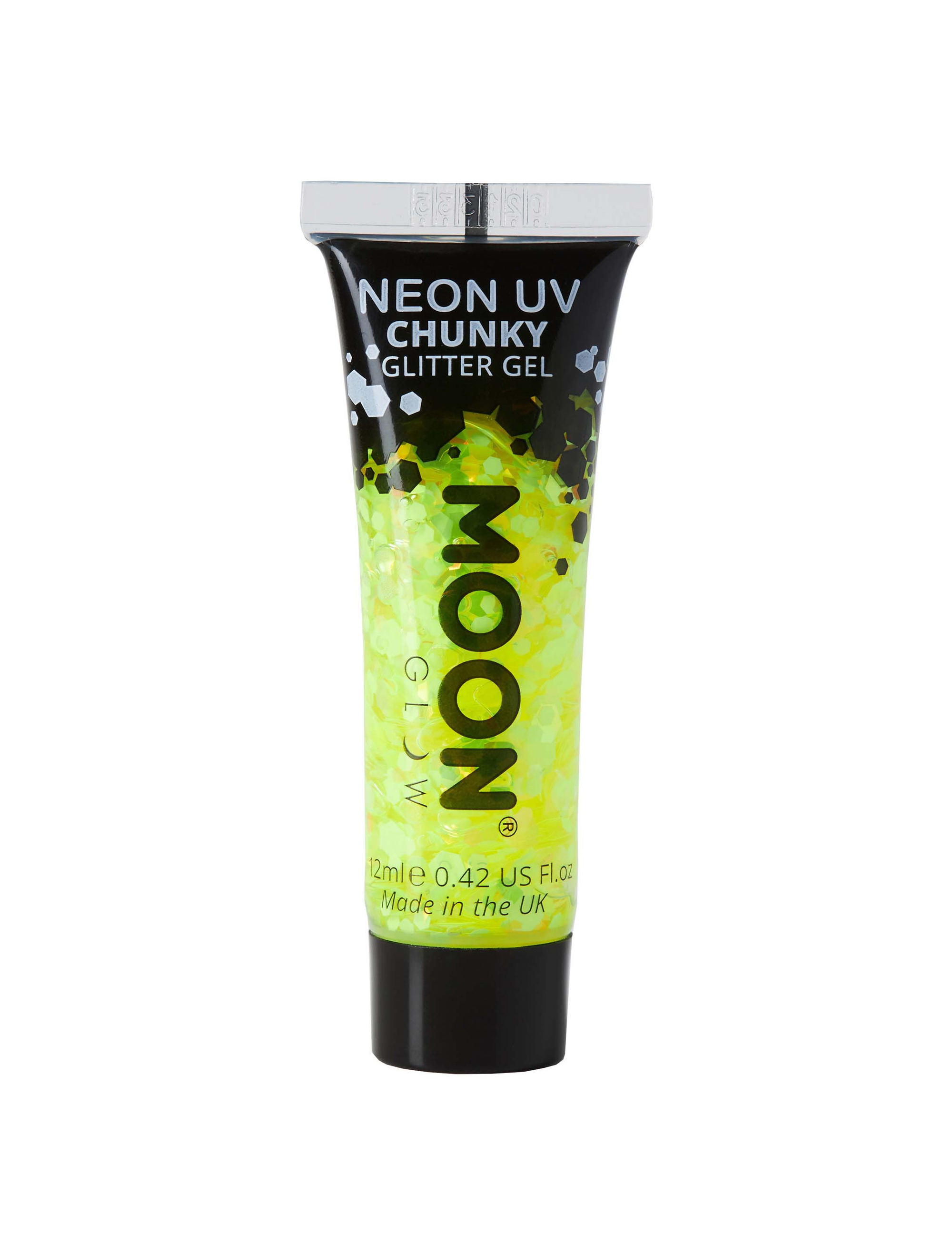 Glitzergel Chunky Neon UV 12ml neongelb Schminke für Karneval & Fasching